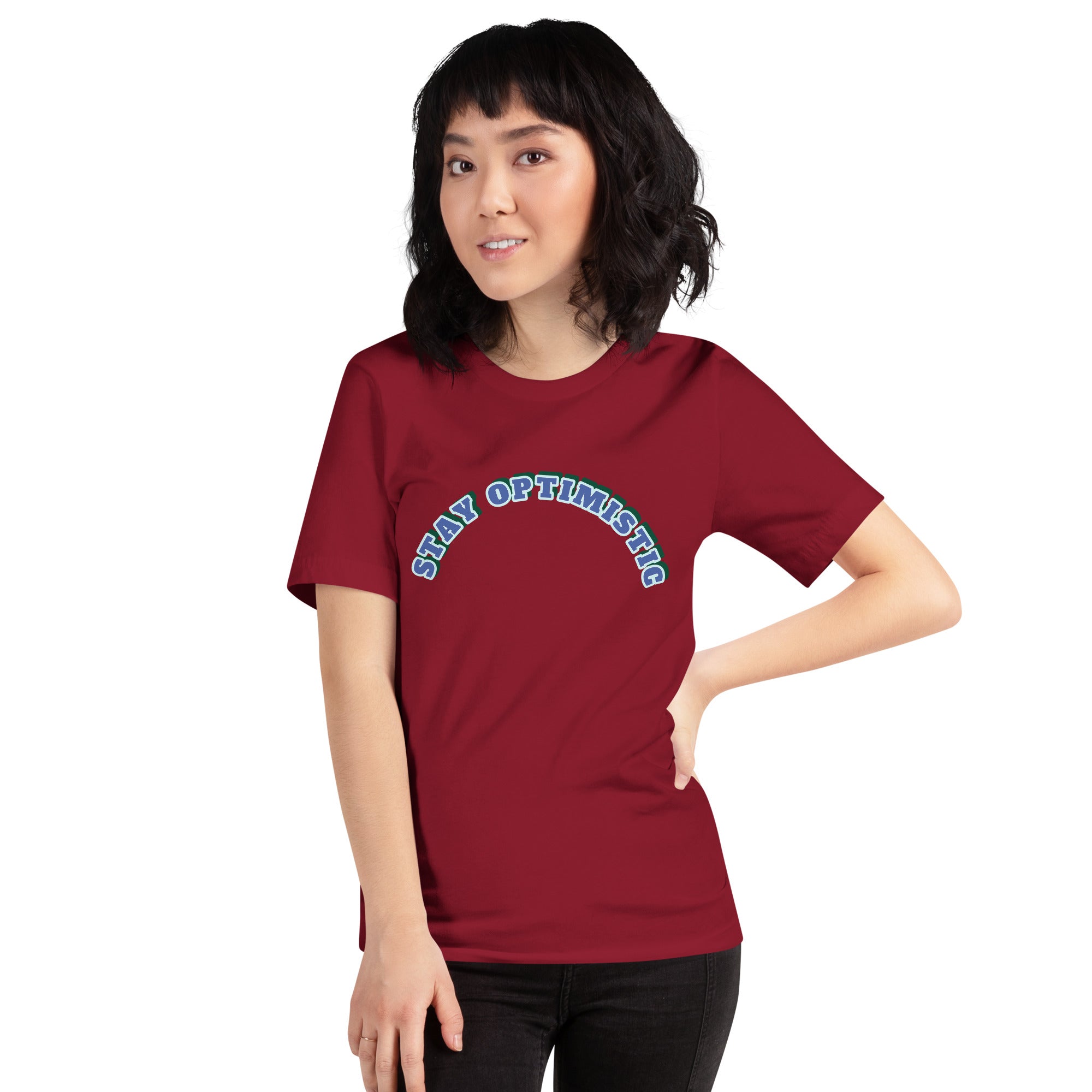 Unisex t-shirt - Stay Optimistic T‑Shirt – Minimalist Motivational Tee for Positive Vibes by printfluence.net