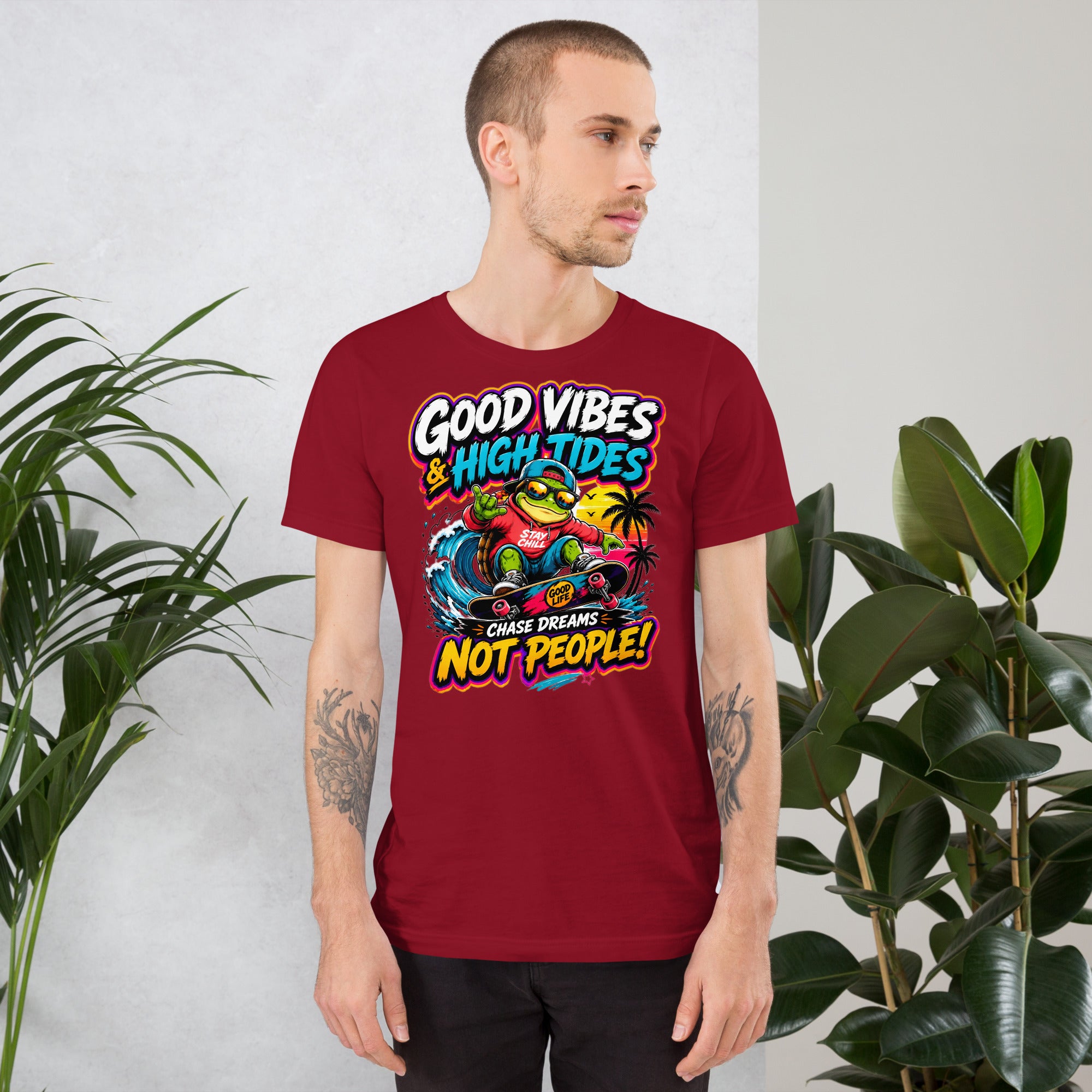 Unisex t-shirt - Elite Skater Turtle Cosmic Good Vibes - Premium Radical Dream Chaser Design by printfluence.net