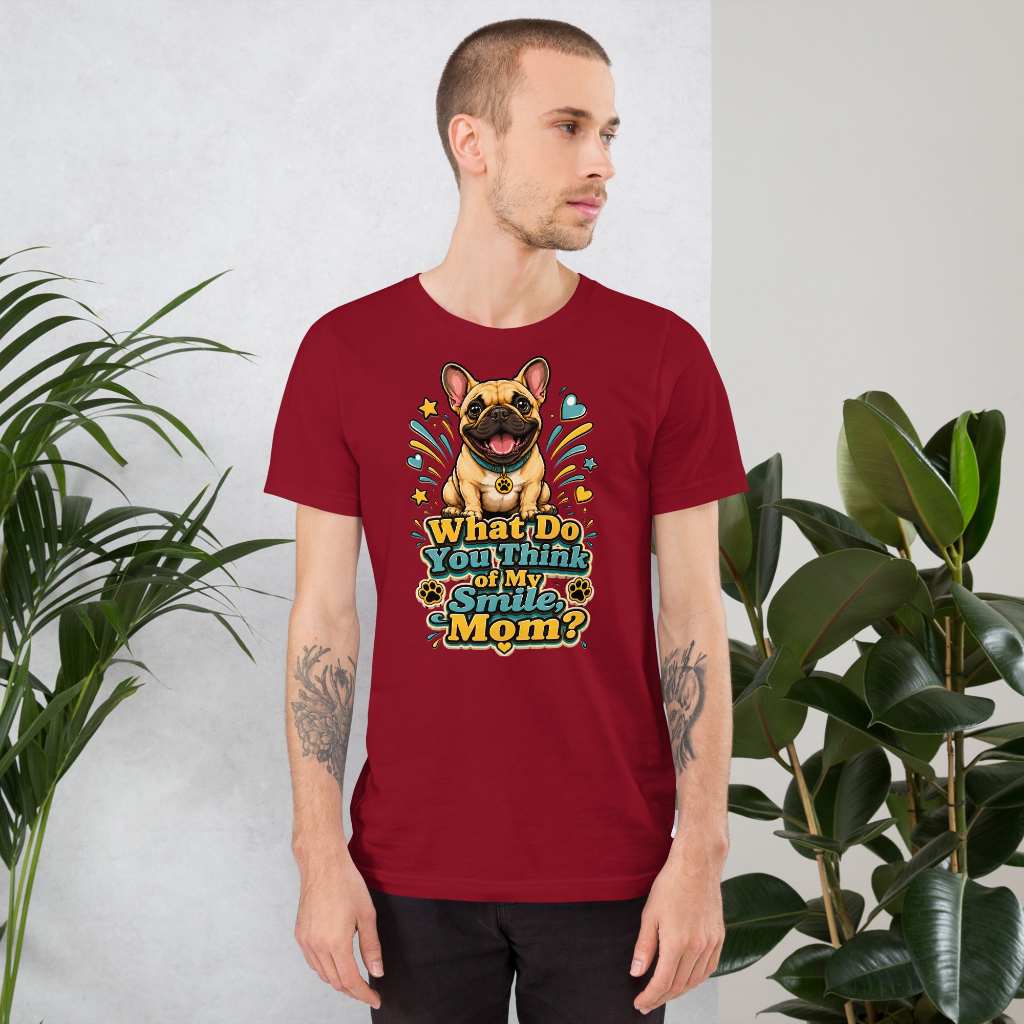 French Bulldog Mom Smile Unisex T-Shirt by printfluence.net