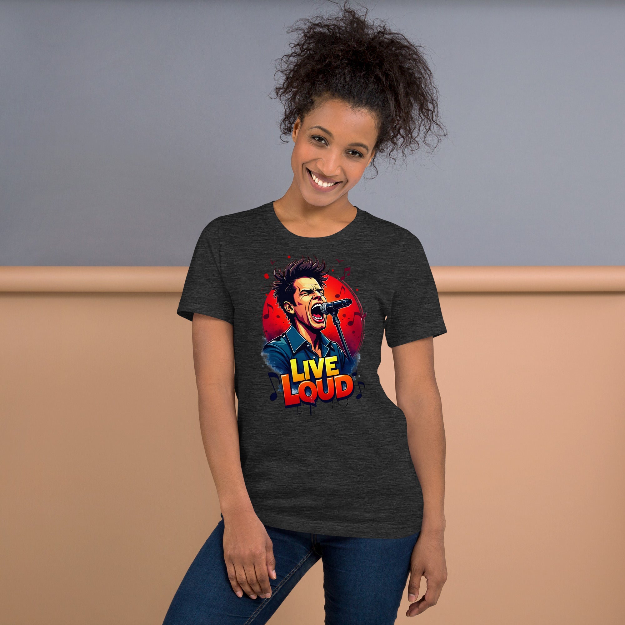 Unisex t-shirt - Live Loud Singer T-Shirt – Unisex Music Passion Graphic Bella Canvas 3001 by printfluence.net