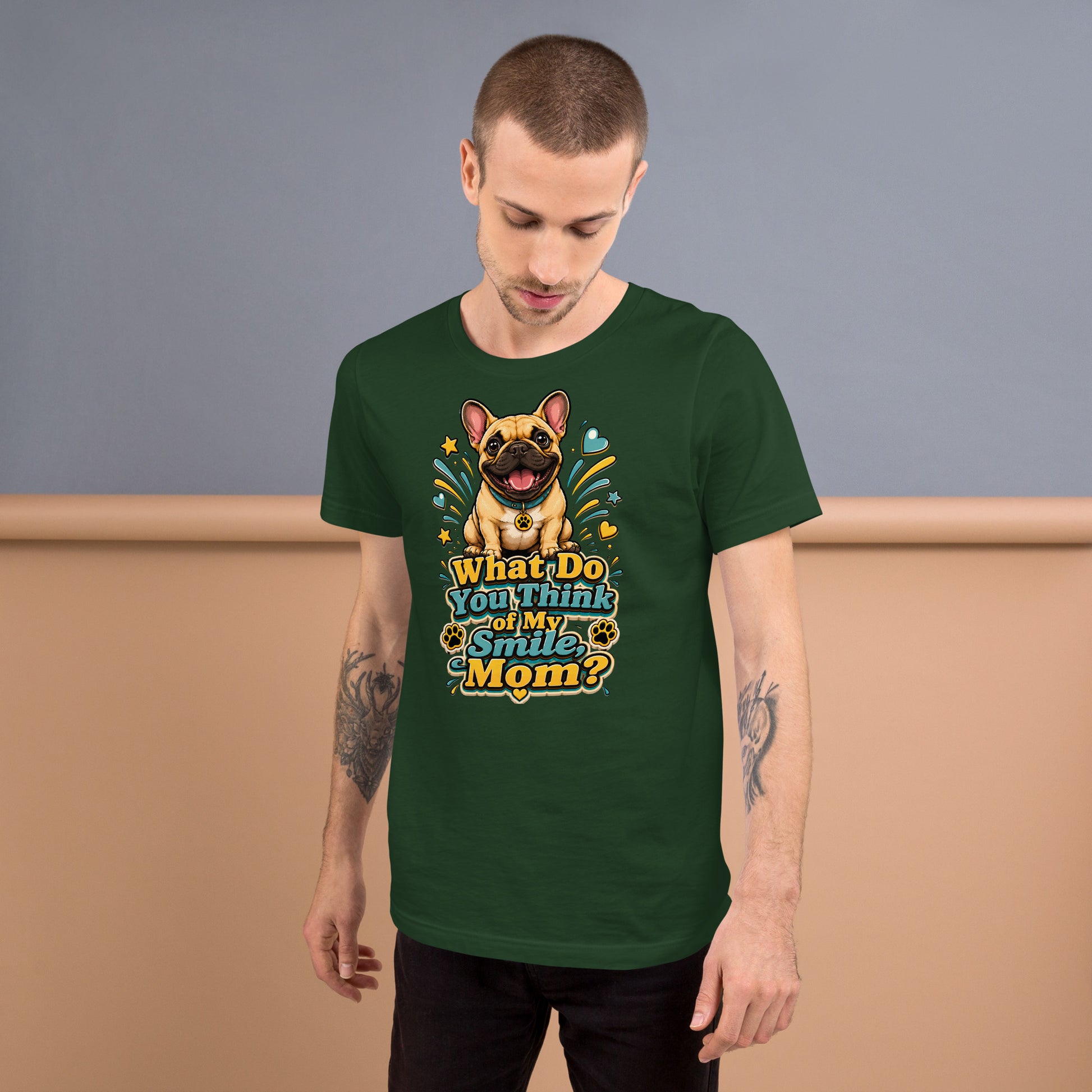 French Bulldog Mom Smile Unisex T-Shirt by printfluence.net