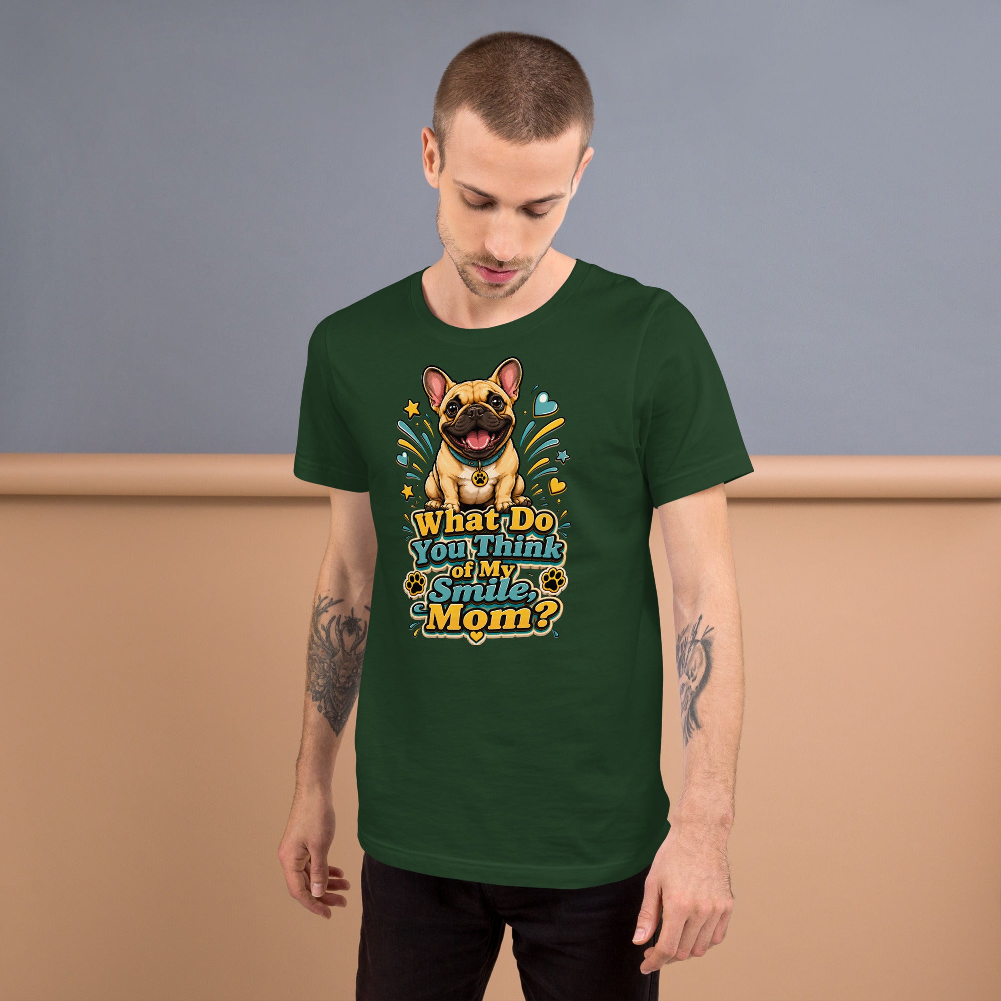 French Bulldog Mom Smile Unisex T-Shirt by printfluence.net