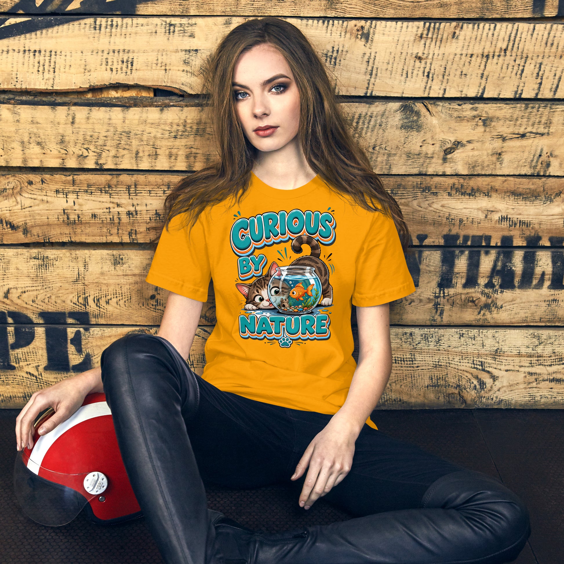 Unisex t-shirt - Elite Curious By Nature Cat - Premium Luxury Retro Goldfish Design by printfluence.net