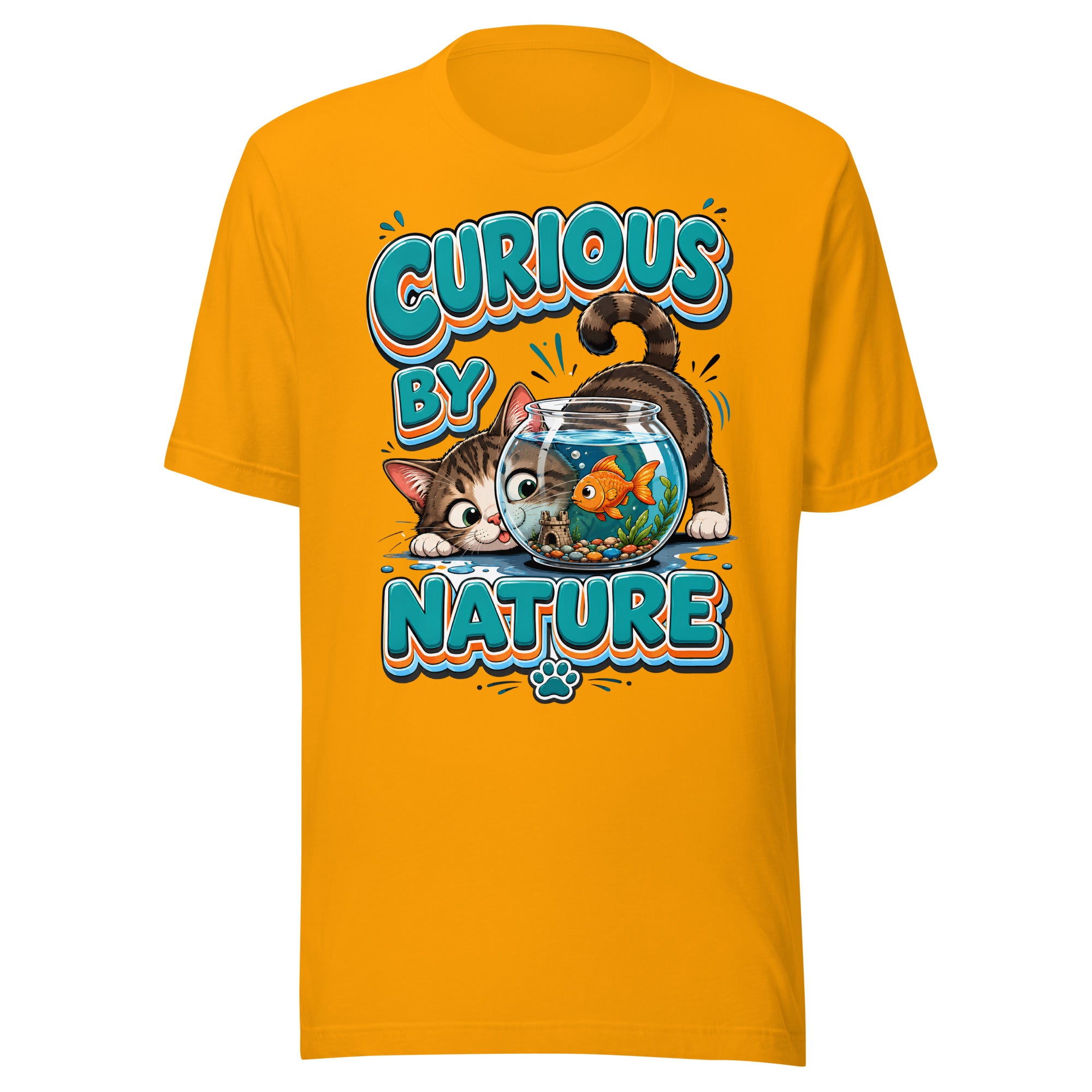 Unisex t-shirt - Elite Curious By Nature Cat - Premium Luxury Retro Goldfish Design by printfluence.net
