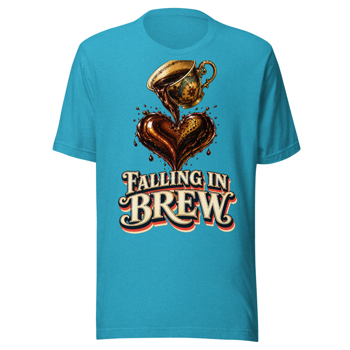 Coffee Lovers Unisex T-Shirt Falling in Brew – Romantic Coffee Heart Graphic Tee by printfluence.net