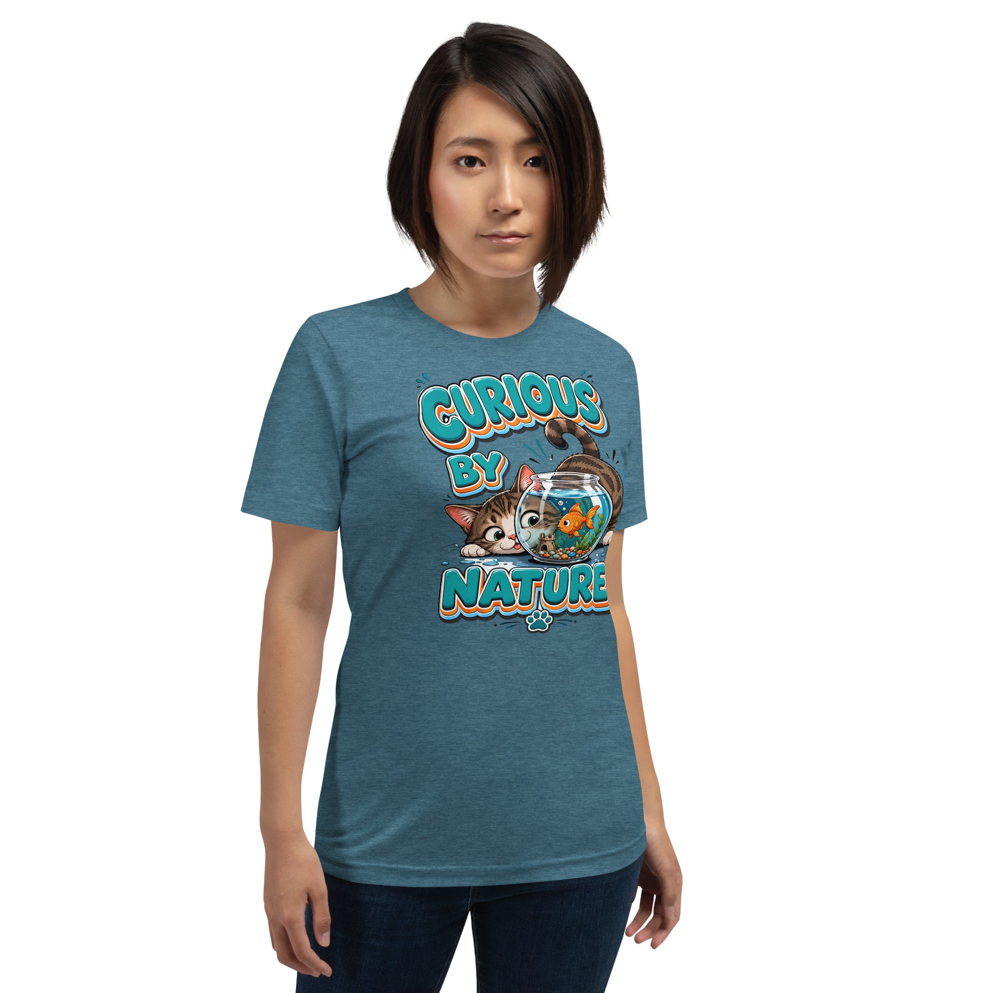Unisex t-shirt - Elite Curious By Nature Cat - Premium Luxury Retro Goldfish Design by printfluence.net