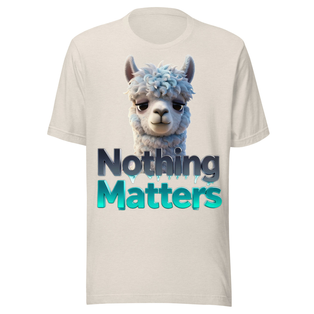 Unisex t-shirt - Sad Llama Nothing Matters Tee – Funny Nihilist Unisex Vibes by printfluence.net
