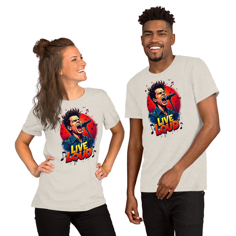 Unisex t-shirt - Live Loud Singer T-Shirt – Unisex Music Passion Graphic Bella Canvas 3001 by printfluence.net