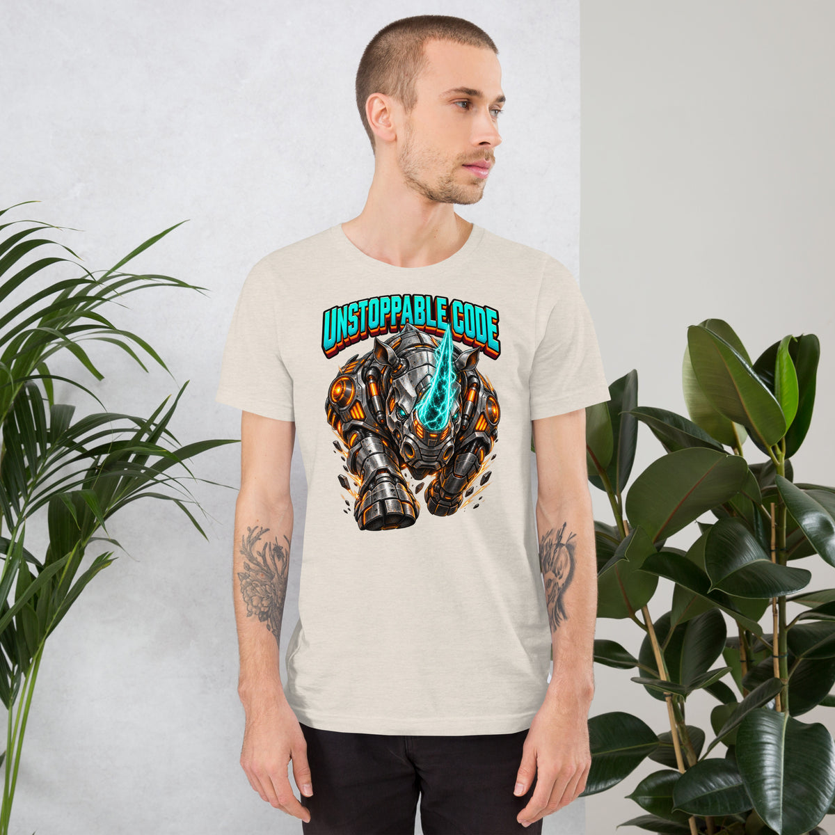 Cyberpunk Animals Lovers | Unisex Staple T-Shirt — UNSTOPPABLE CODE by printfluence