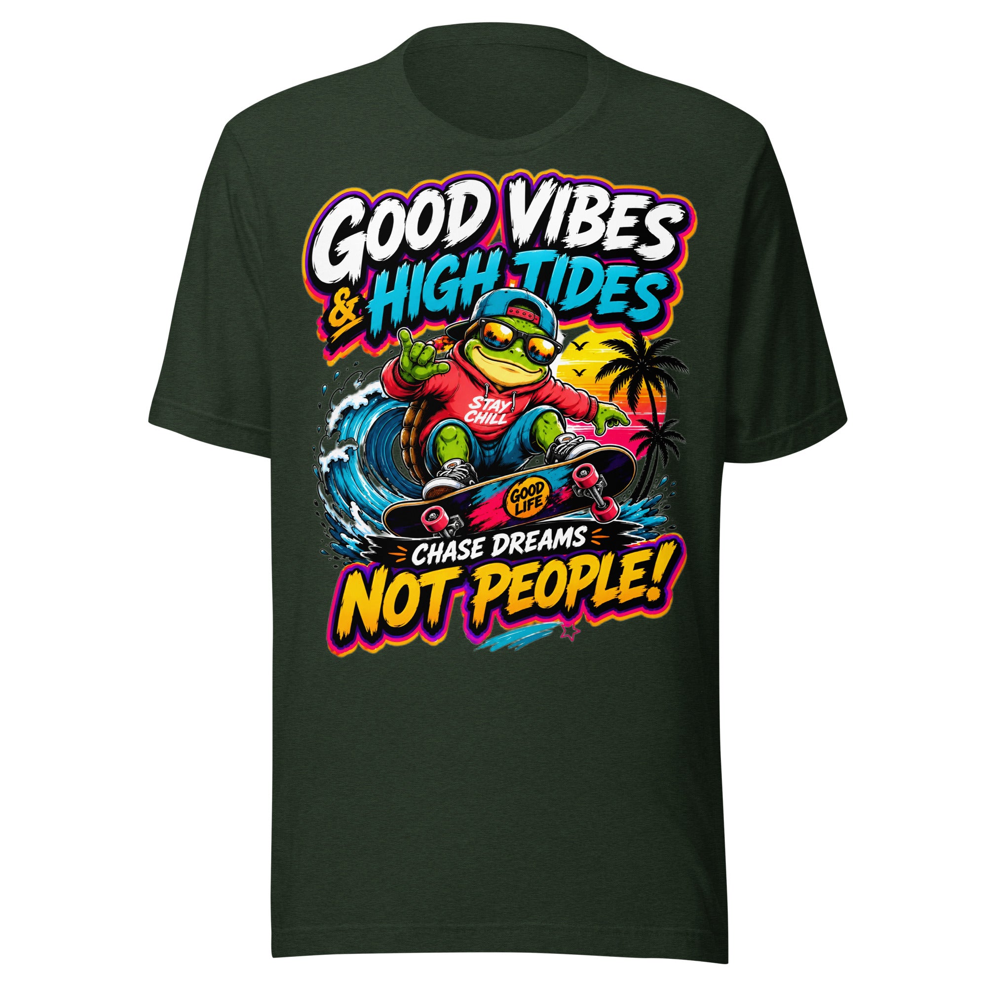 Unisex t-shirt - Elite Skater Turtle Cosmic Good Vibes - Premium Radical Dream Chaser Design by printfluence.net