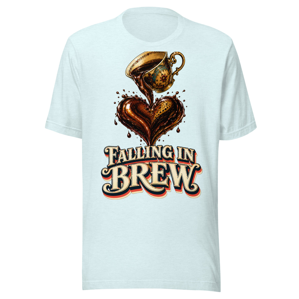 Coffee Lovers Unisex T-Shirt Falling in Brew – Romantic Coffee Heart Graphic Tee by printfluence.net