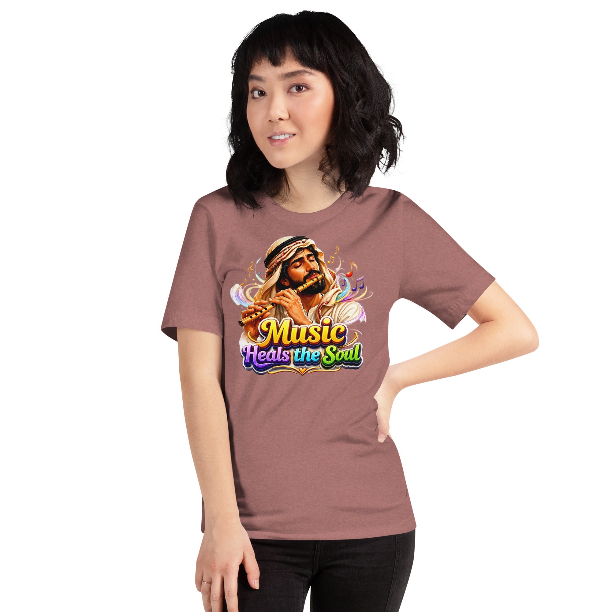 Unisex t-shirt - Music Heals The Soul - Mystic Arabic Flute Player by printfluence.net