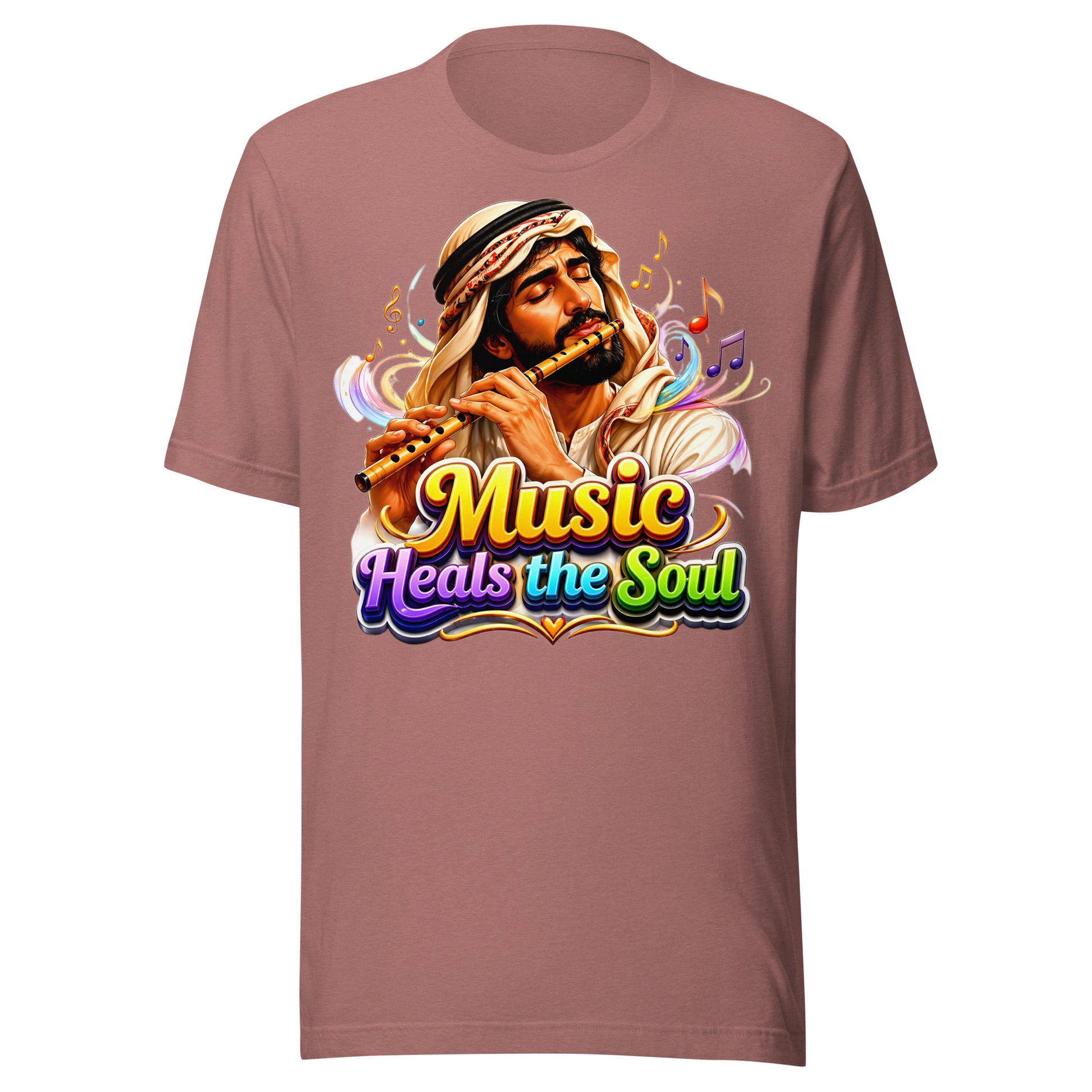 Unisex t-shirt - Music Heals The Soul - Mystic Arabic Flute Player by printfluence.net