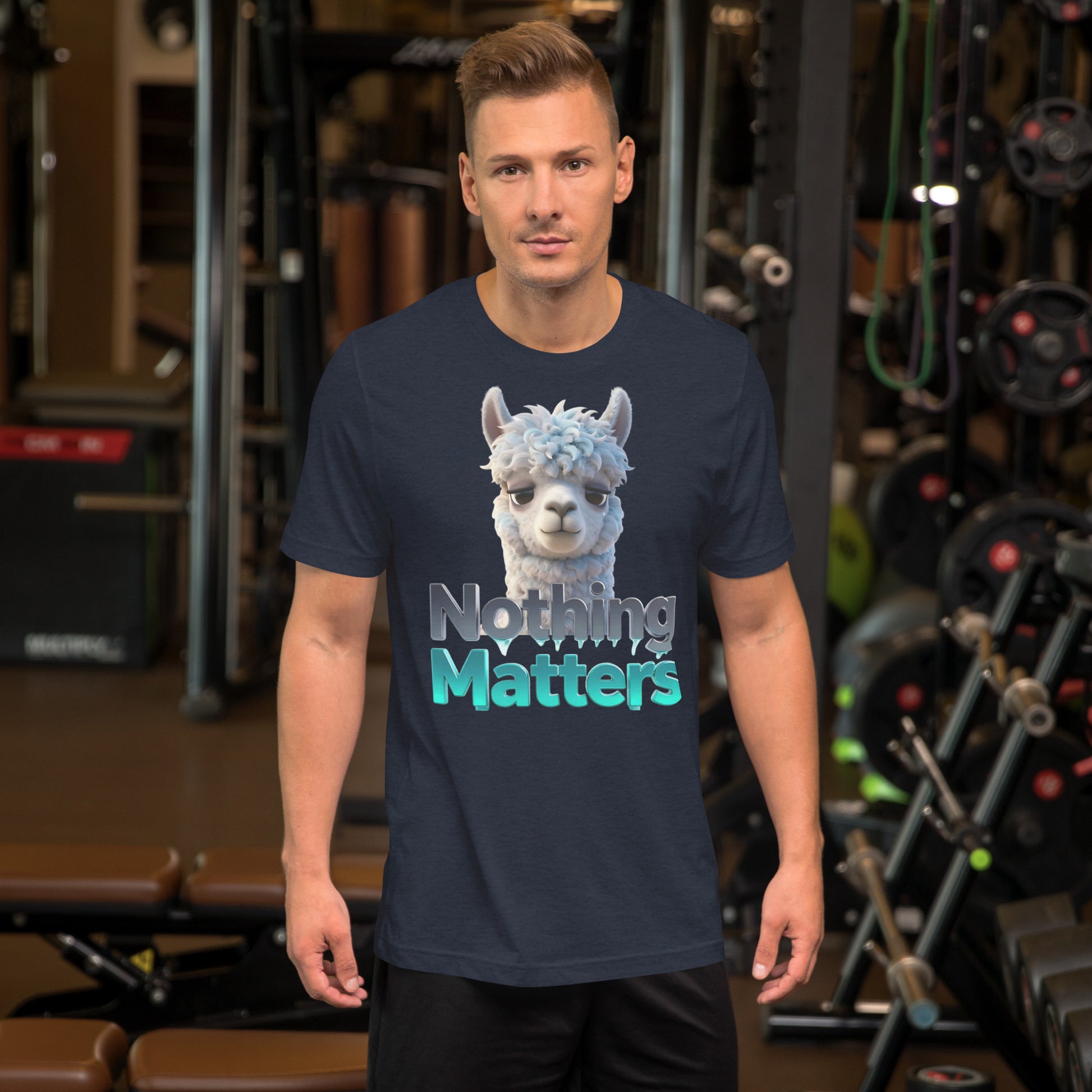 Unisex t-shirt - Sad Llama Nothing Matters Tee – Funny Nihilist Unisex Vibes by printfluence.net
