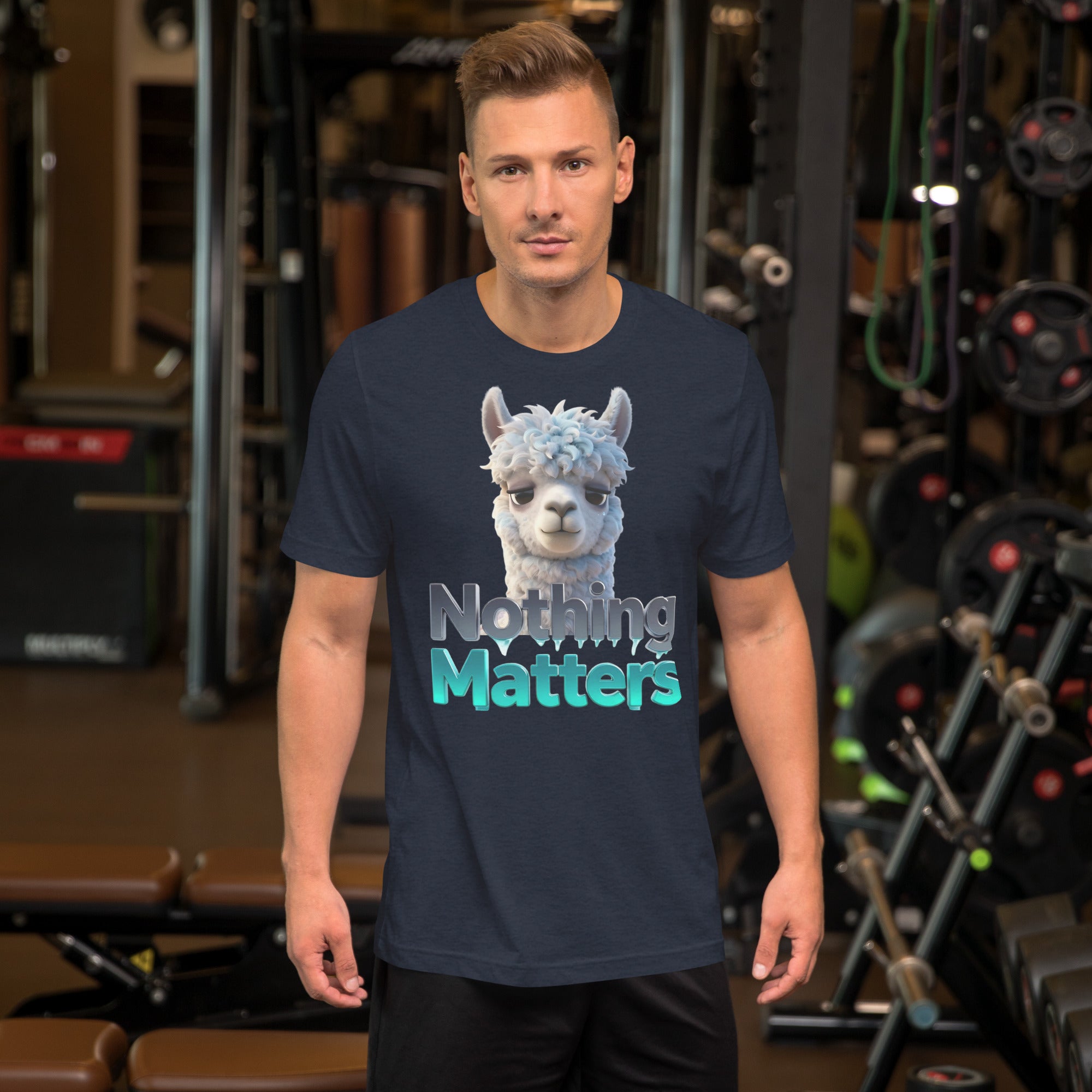 Unisex t-shirt - Sad Llama Nothing Matters Tee – Funny Nihilist Unisex Vibes by printfluence.net