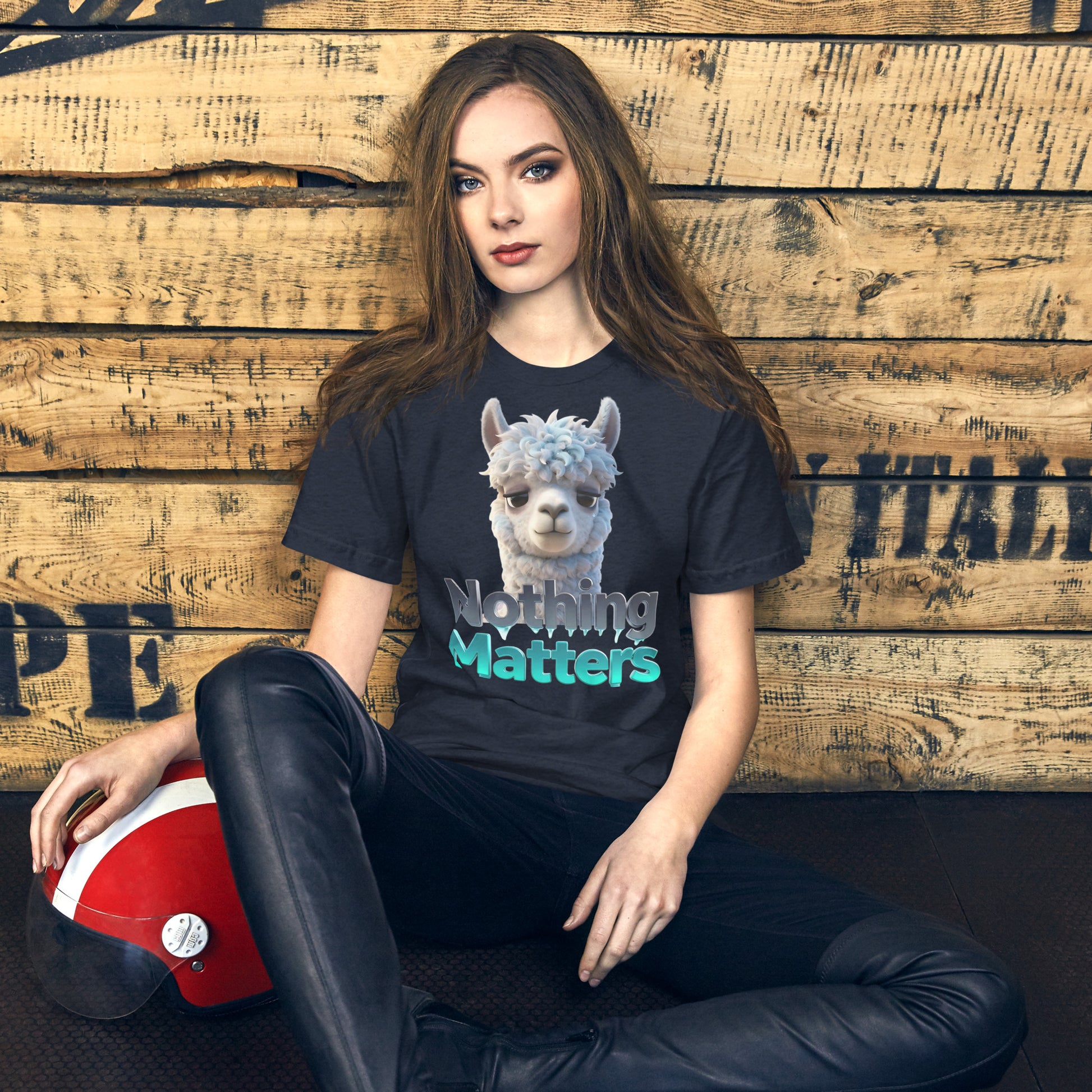Unisex t-shirt - Sad Llama Nothing Matters Tee – Funny Nihilist Unisex Vibes by printfluence.net