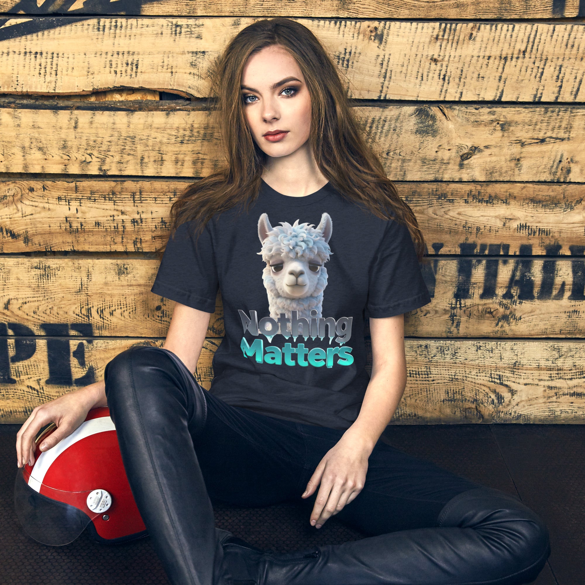 Unisex t-shirt - Sad Llama Nothing Matters Tee – Funny Nihilist Unisex Vibes by printfluence.net