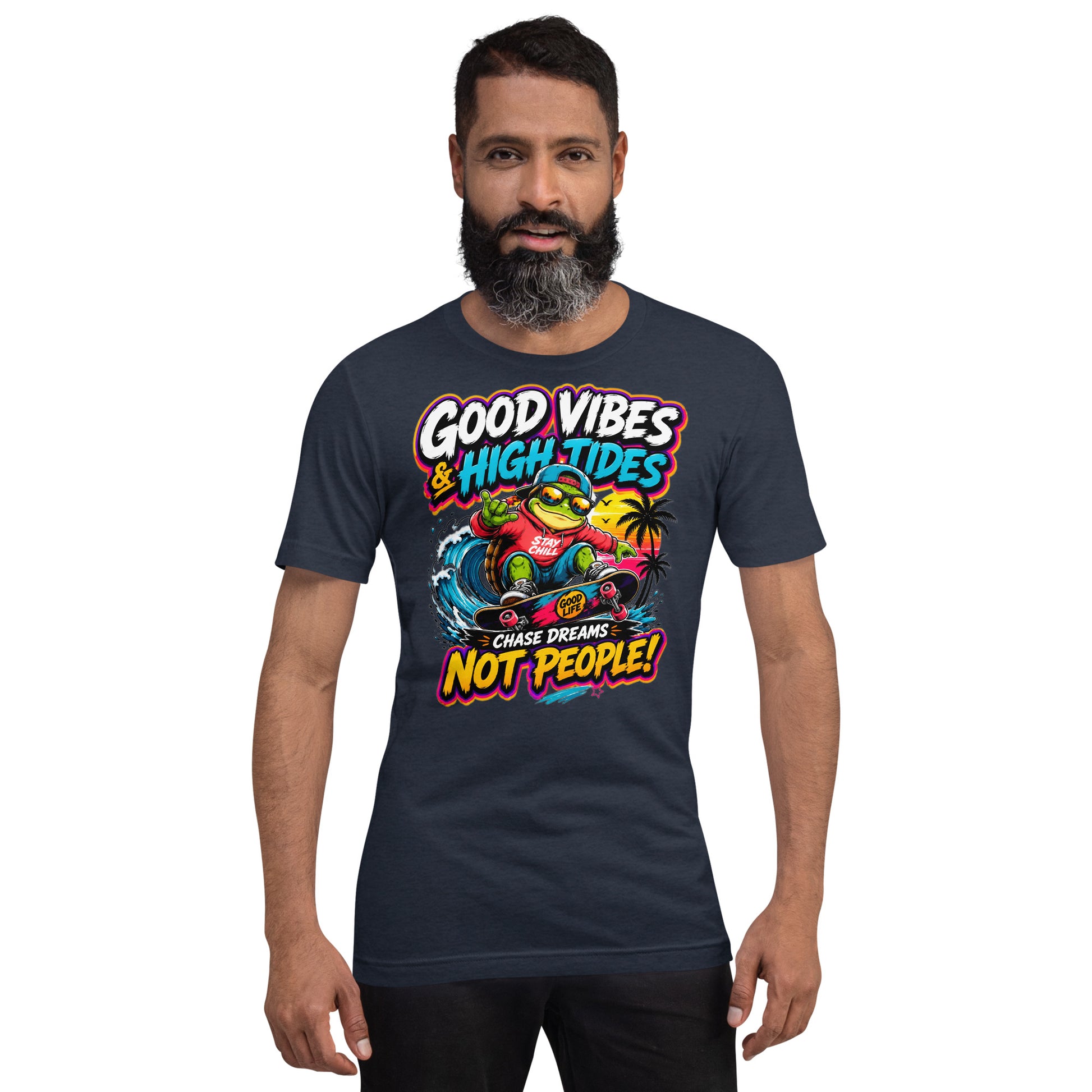 Unisex t-shirt - Elite Skater Turtle Cosmic Good Vibes - Premium Radical Dream Chaser Design by printfluence.net