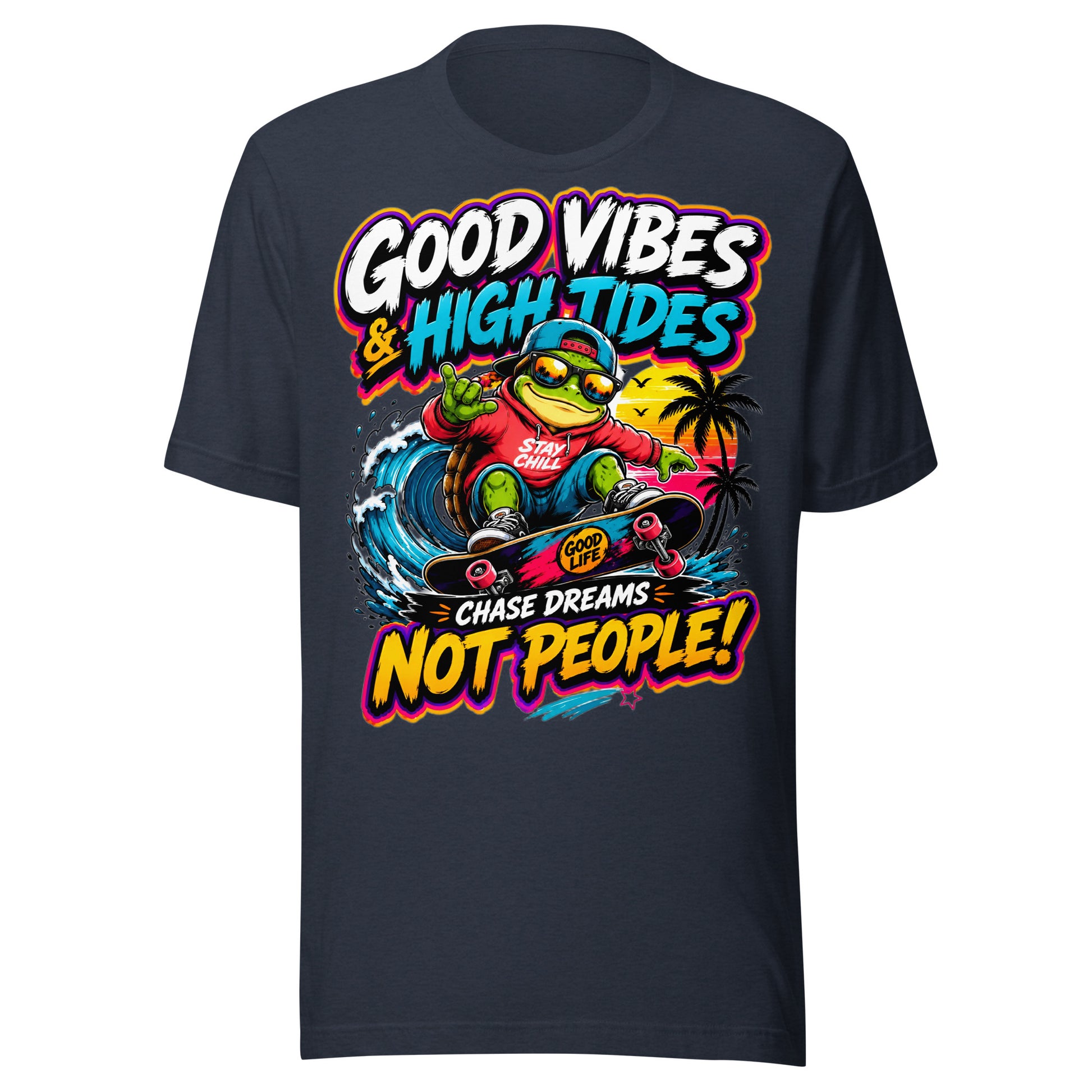 Unisex t-shirt - Elite Skater Turtle Cosmic Good Vibes - Premium Radical Dream Chaser Design by printfluence.net