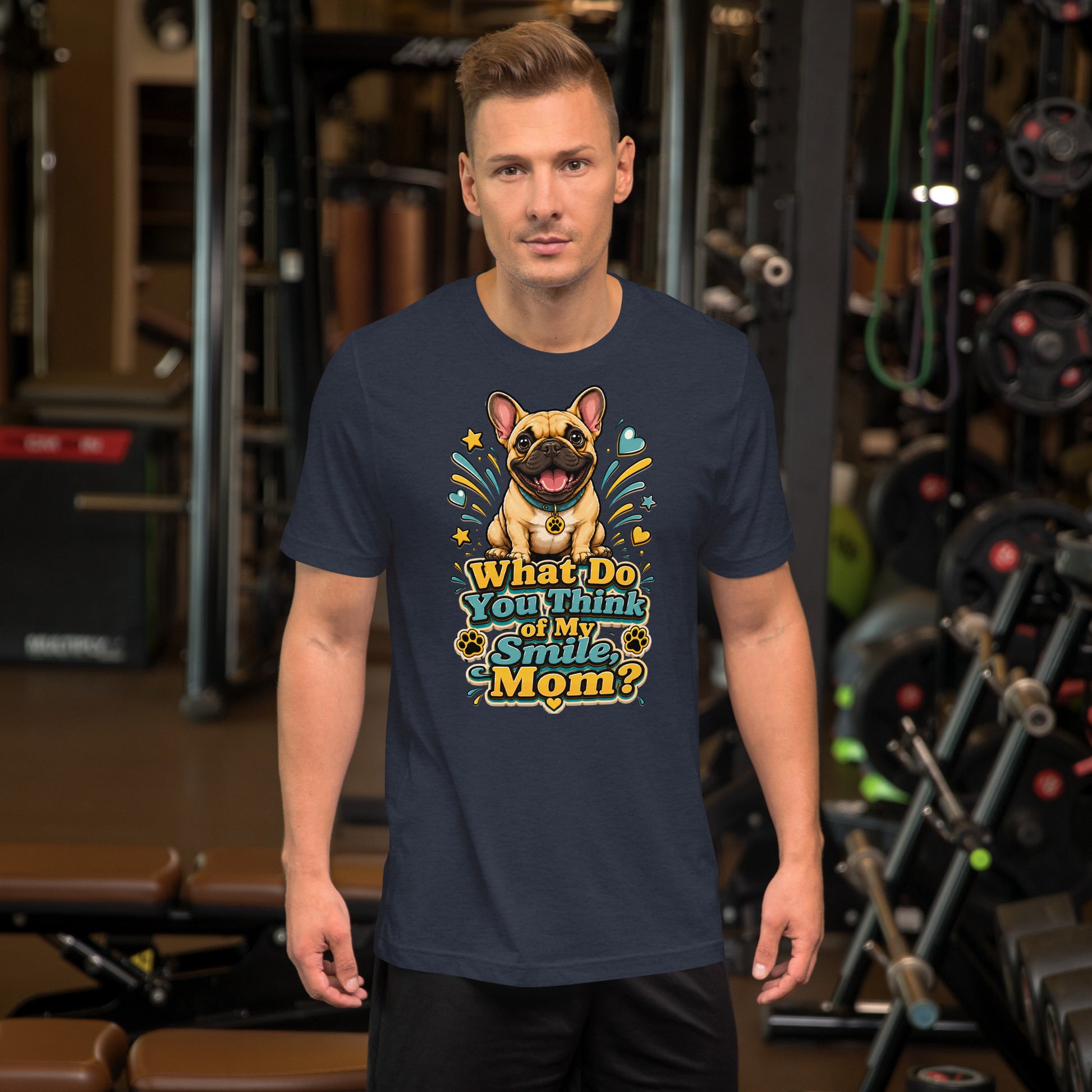 French Bulldog Mom Smile Unisex T-Shirt by printfluence.net