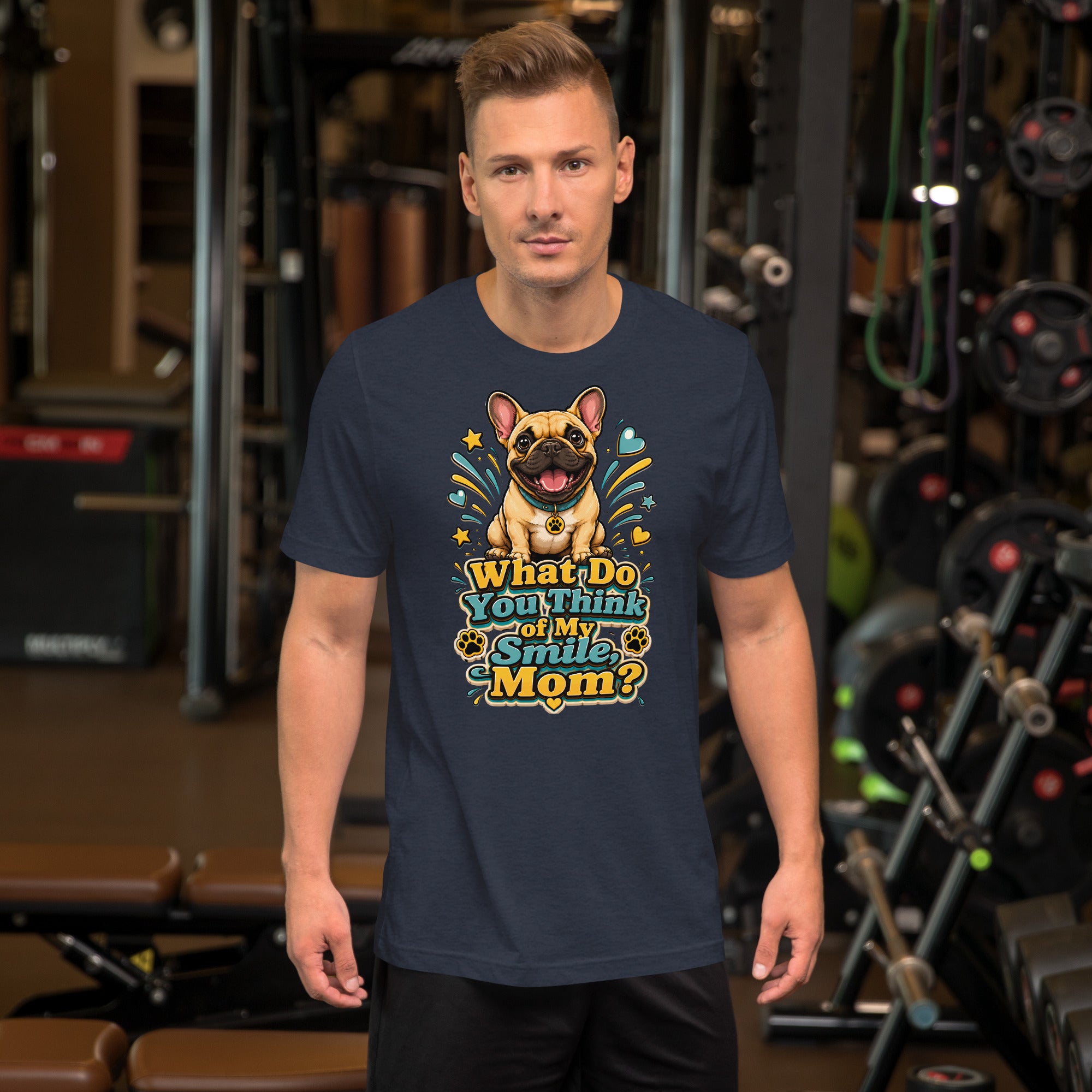 French Bulldog Mom Smile Unisex T-Shirt by printfluence.net
