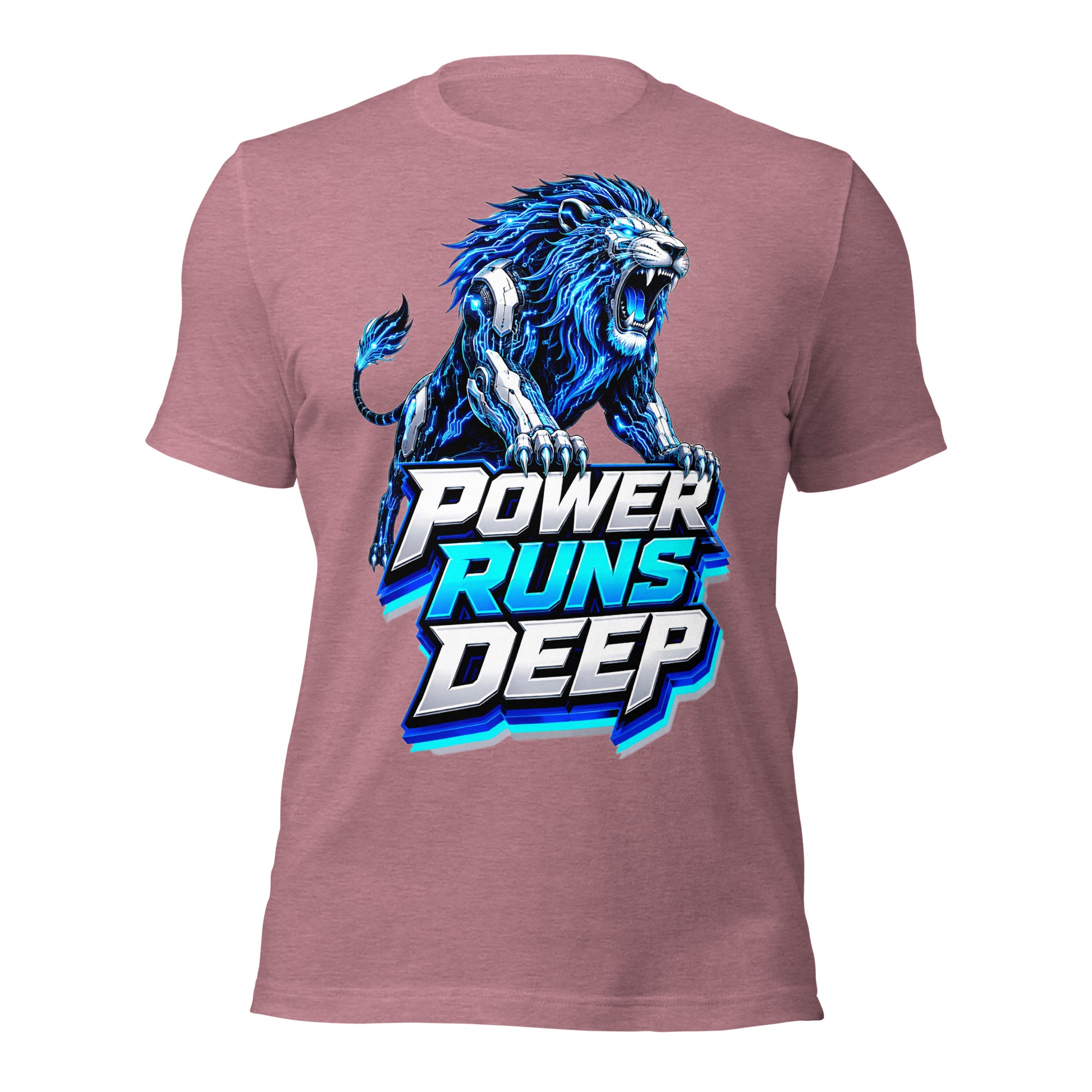 Unisex t-shirt - Cybernetic Neon Lion - Power Runs Deep Premium Graphic Design by printfluence.net