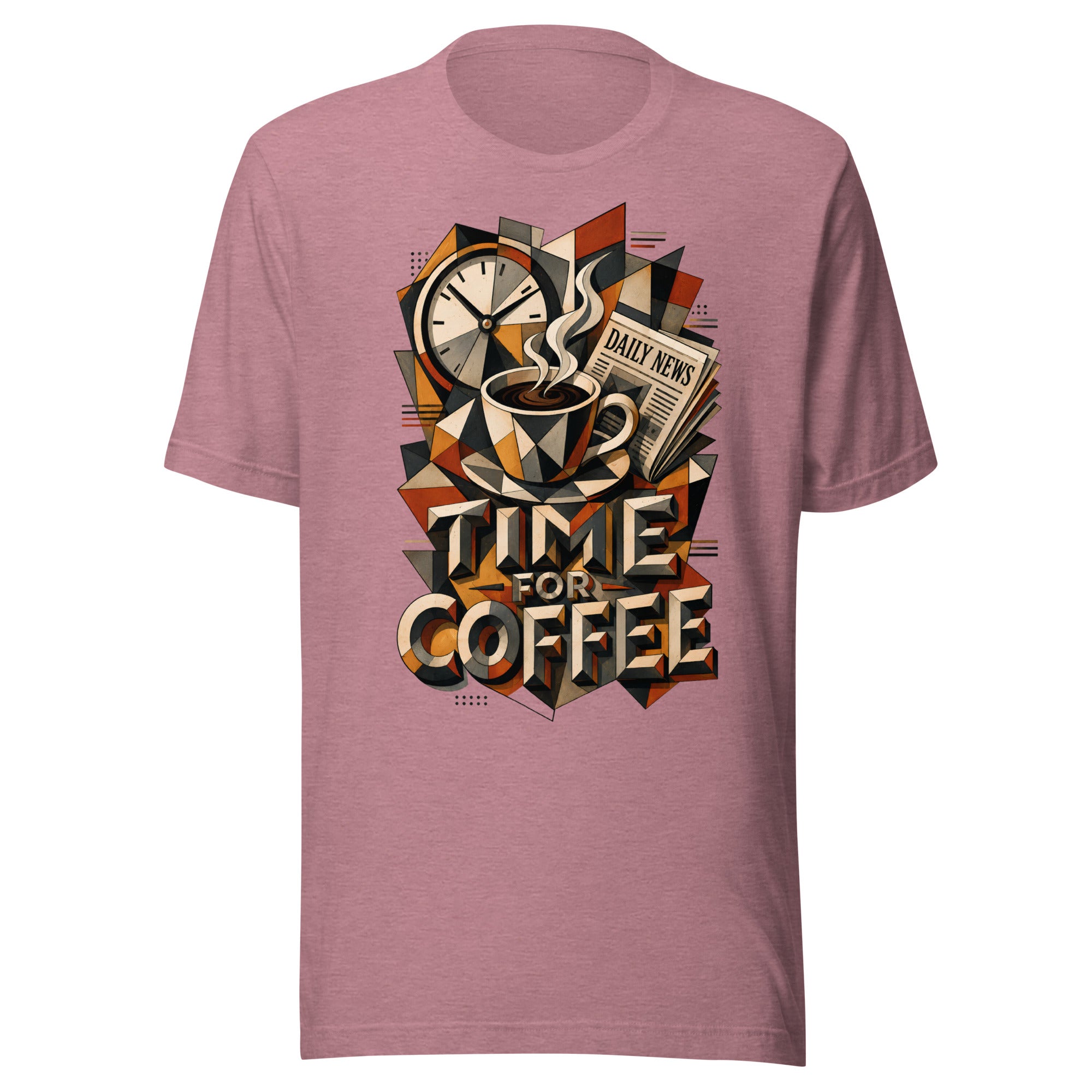 Coffee Lovers Unisex T-Shirt Time For Coffee – Cubist Morning Routine Graphic Tee by printfluence.net