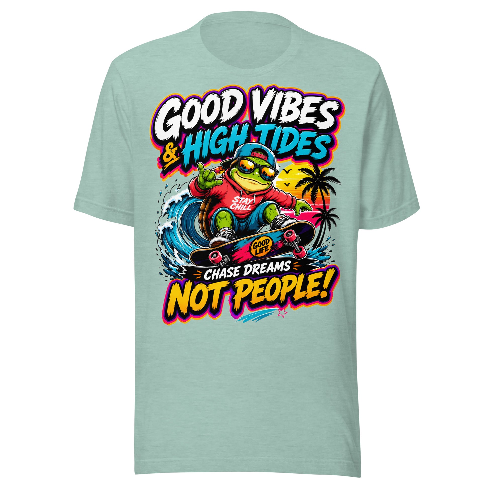 Unisex t-shirt - Elite Skater Turtle Cosmic Good Vibes - Premium Radical Dream Chaser Design by printfluence.net