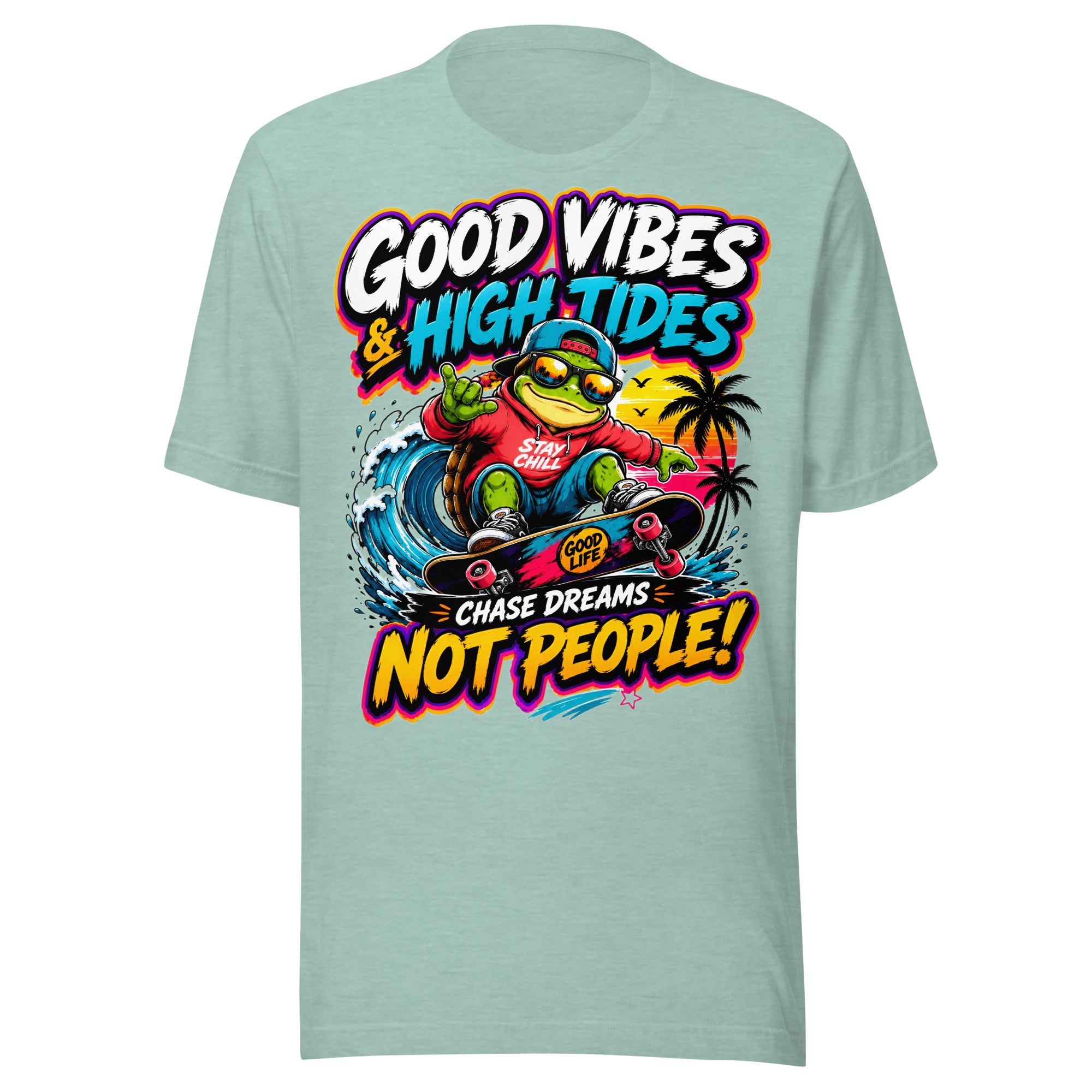 Unisex t-shirt - Elite Skater Turtle Cosmic Good Vibes - Premium Radical Dream Chaser Design by printfluence.net