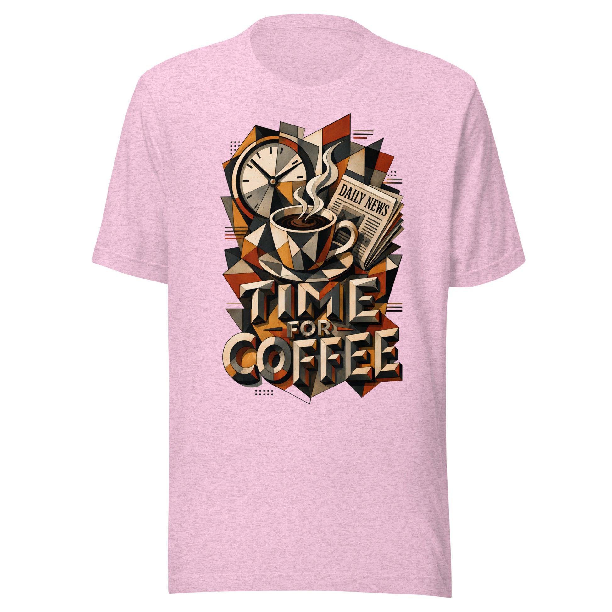 Coffee Lovers Unisex T-Shirt Time For Coffee – Cubist Morning Routine Graphic Tee by printfluence.net