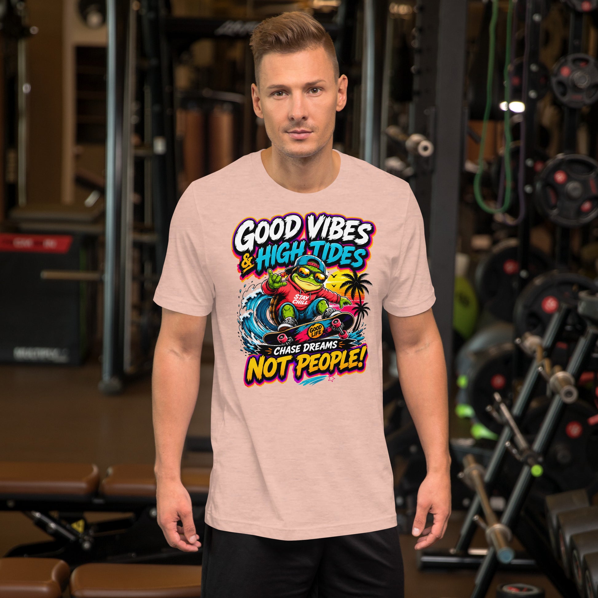 Unisex t-shirt - Elite Skater Turtle Cosmic Good Vibes - Premium Radical Dream Chaser Design by printfluence.net