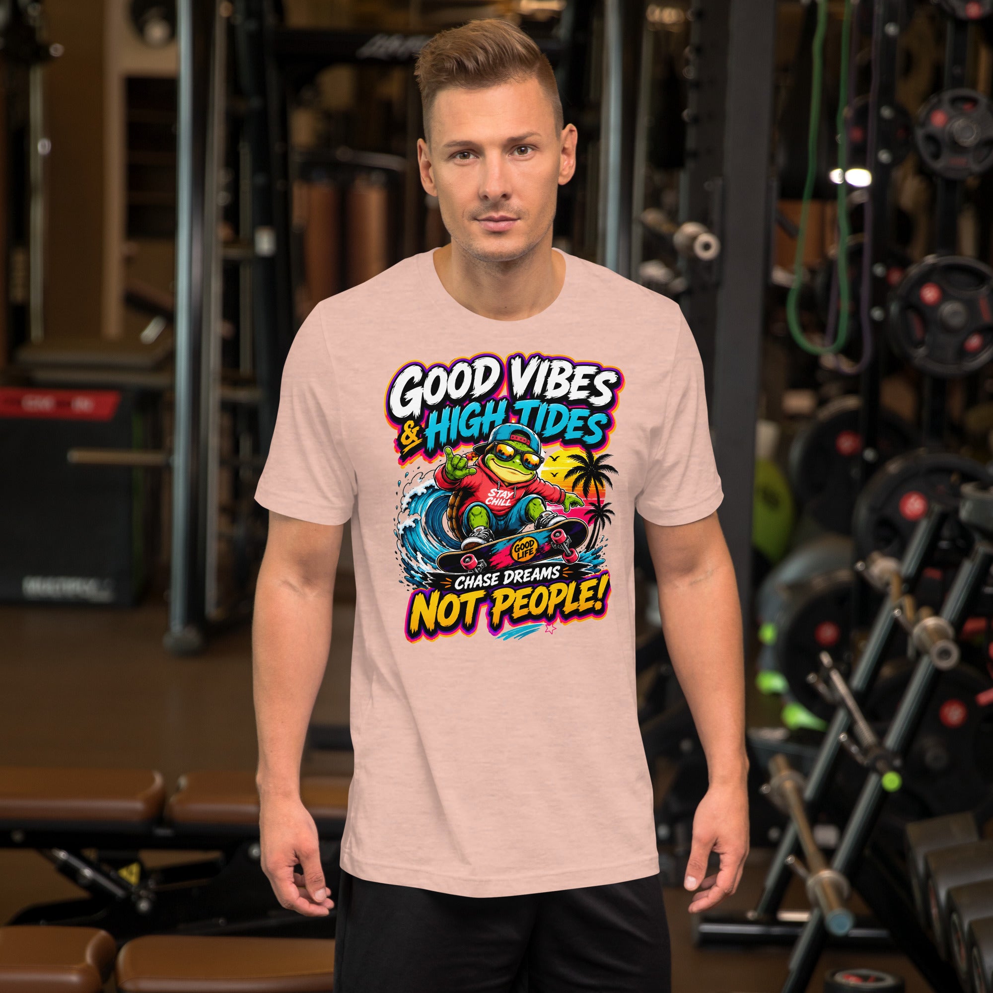 Unisex t-shirt - Elite Skater Turtle Cosmic Good Vibes - Premium Radical Dream Chaser Design by printfluence.net