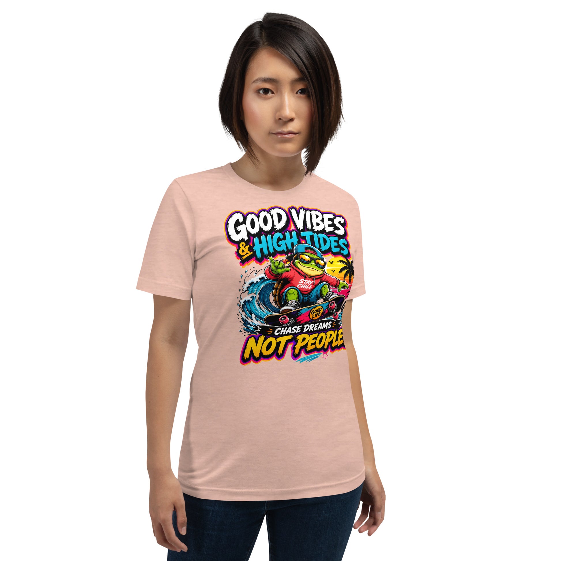 Unisex t-shirt - Elite Skater Turtle Cosmic Good Vibes - Premium Radical Dream Chaser Design by printfluence.net