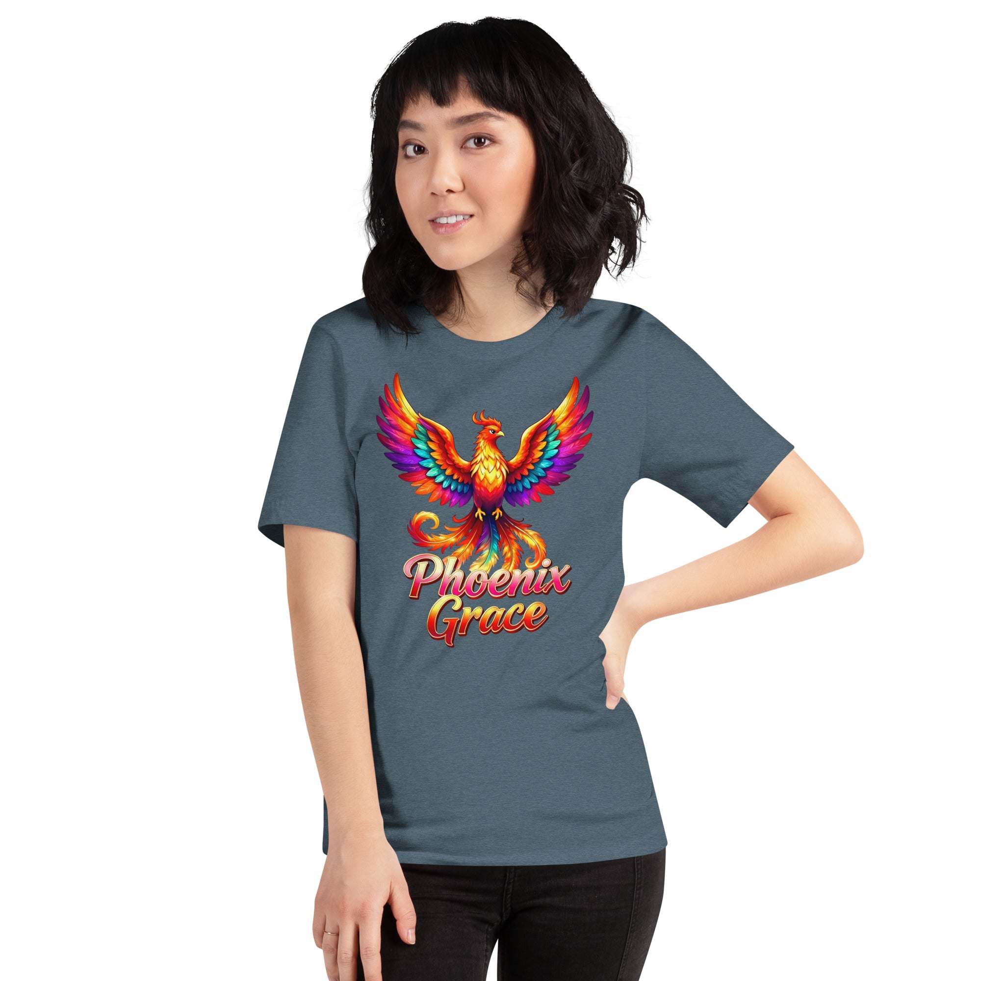 Unisex t-shirt - Phoenix Grace – Vibrant Mythical Bird of Rebirth and Power by printfluence.net