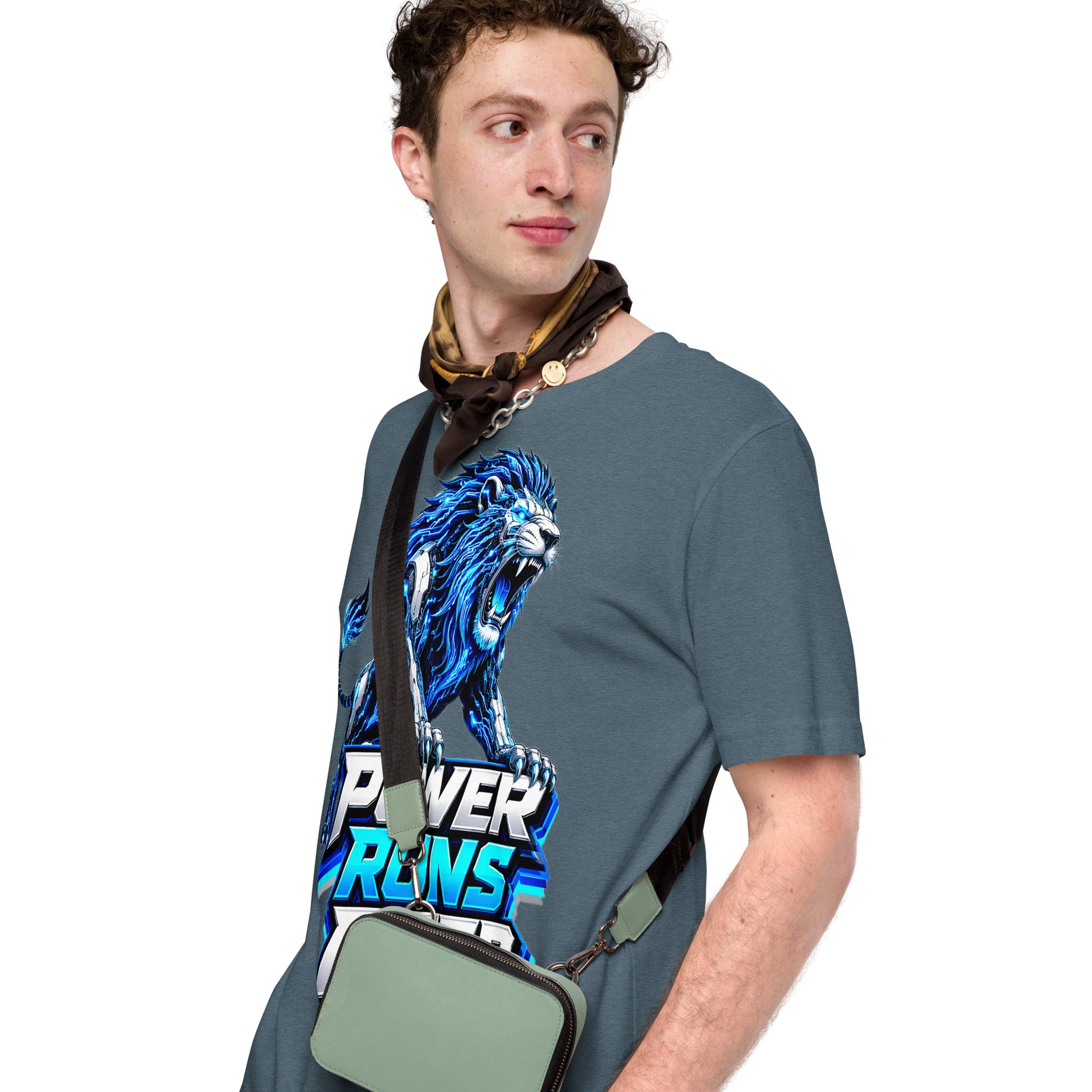 Unisex t-shirt - Cybernetic Neon Lion - Power Runs Deep Premium Graphic Design by printfluence.net