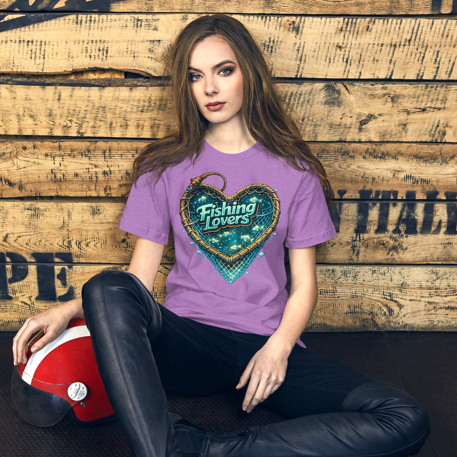 Fishing Lovers T-Shirt - Cute Heart Fish Net Graphic Tee for Fishermen & Coffee Lovers by printfluence.net