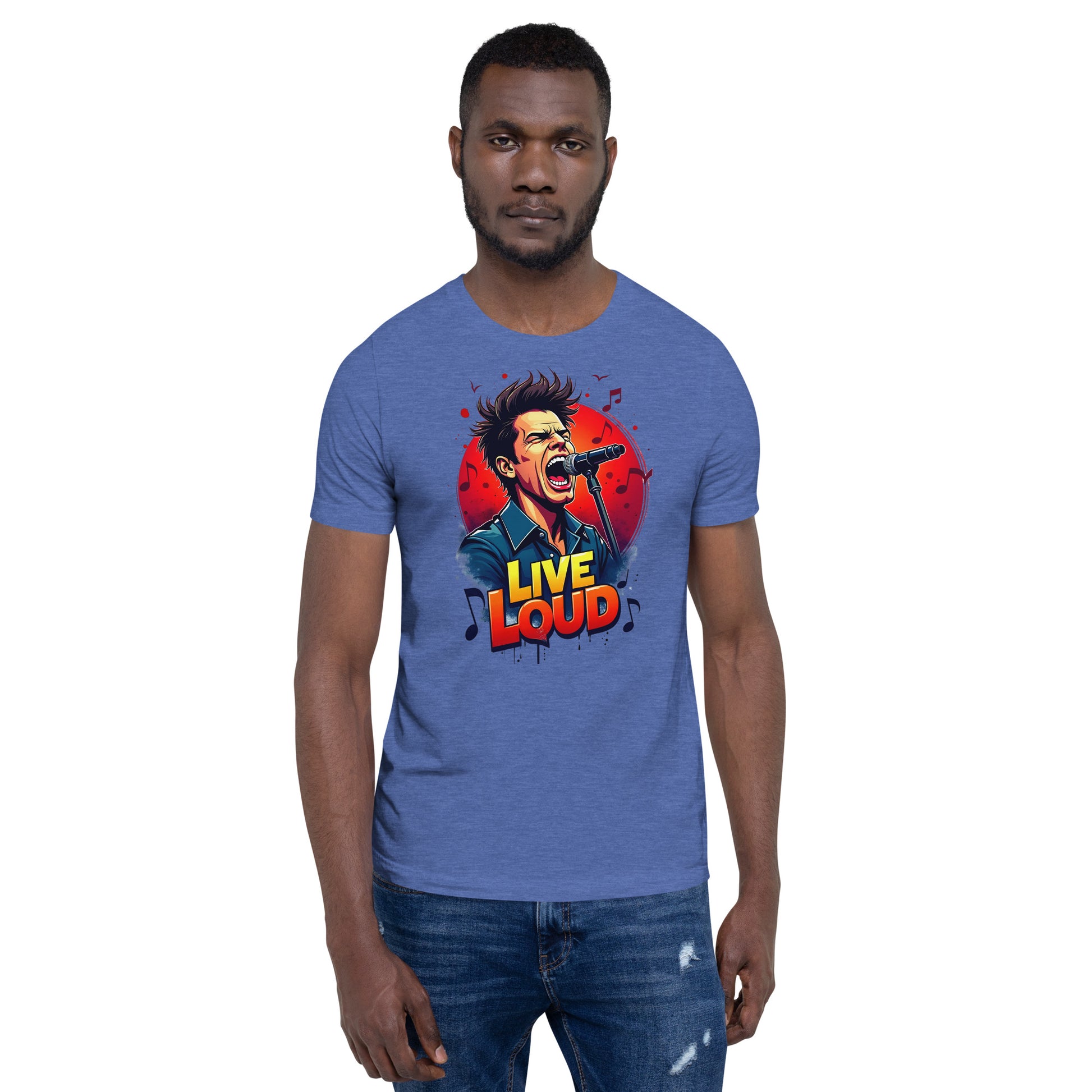 Unisex t-shirt - Live Loud Singer T-Shirt – Unisex Music Passion Graphic Bella Canvas 3001 by printfluence.net