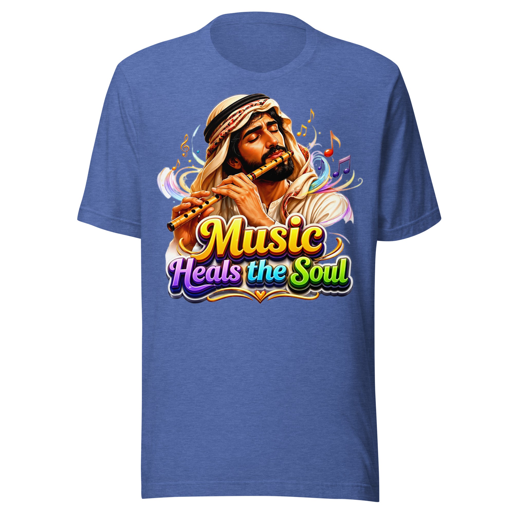 Unisex t-shirt - Music Heals The Soul - Mystic Arabic Flute Player by printfluence.net