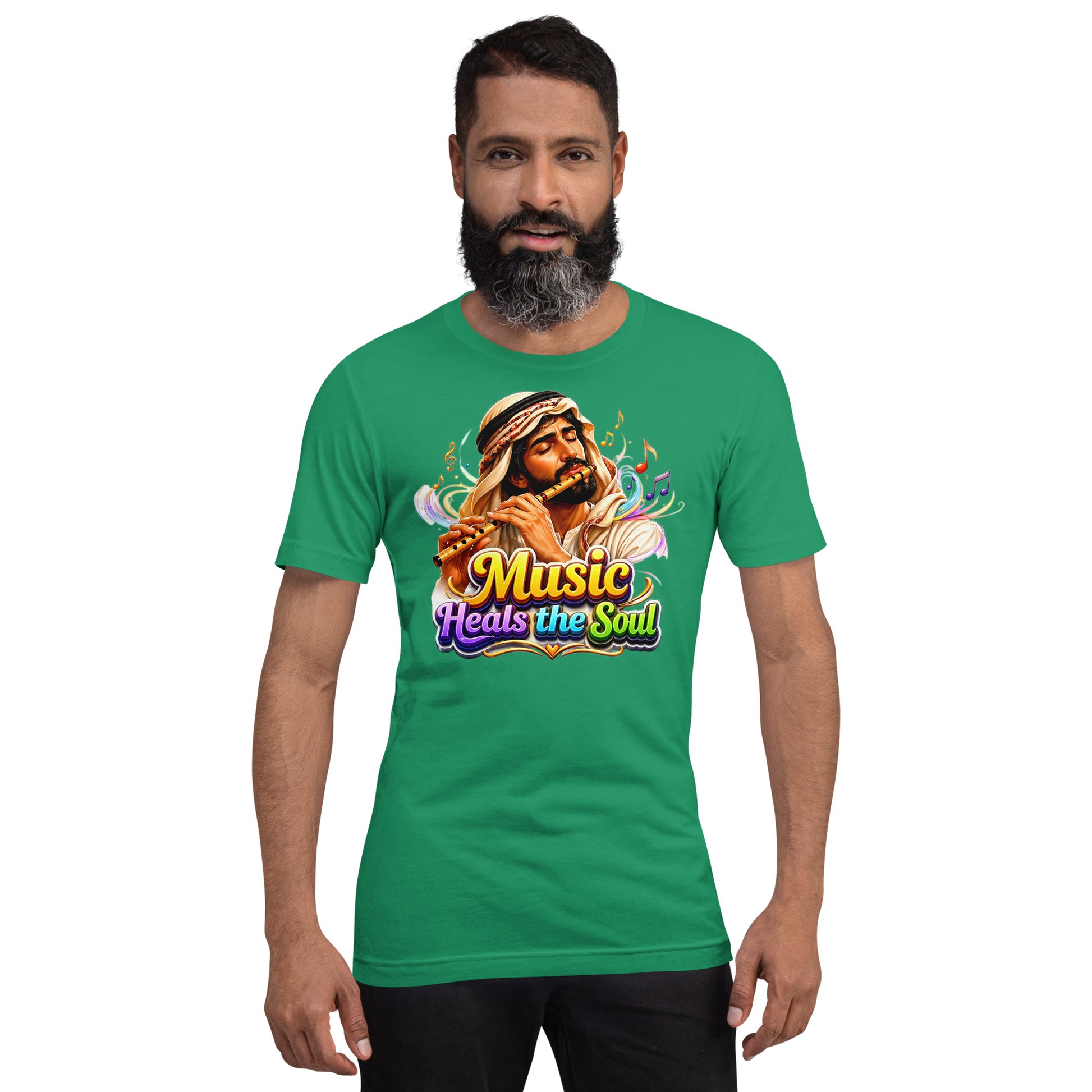 Unisex t-shirt - Music Heals The Soul - Mystic Arabic Flute Player by printfluence.net