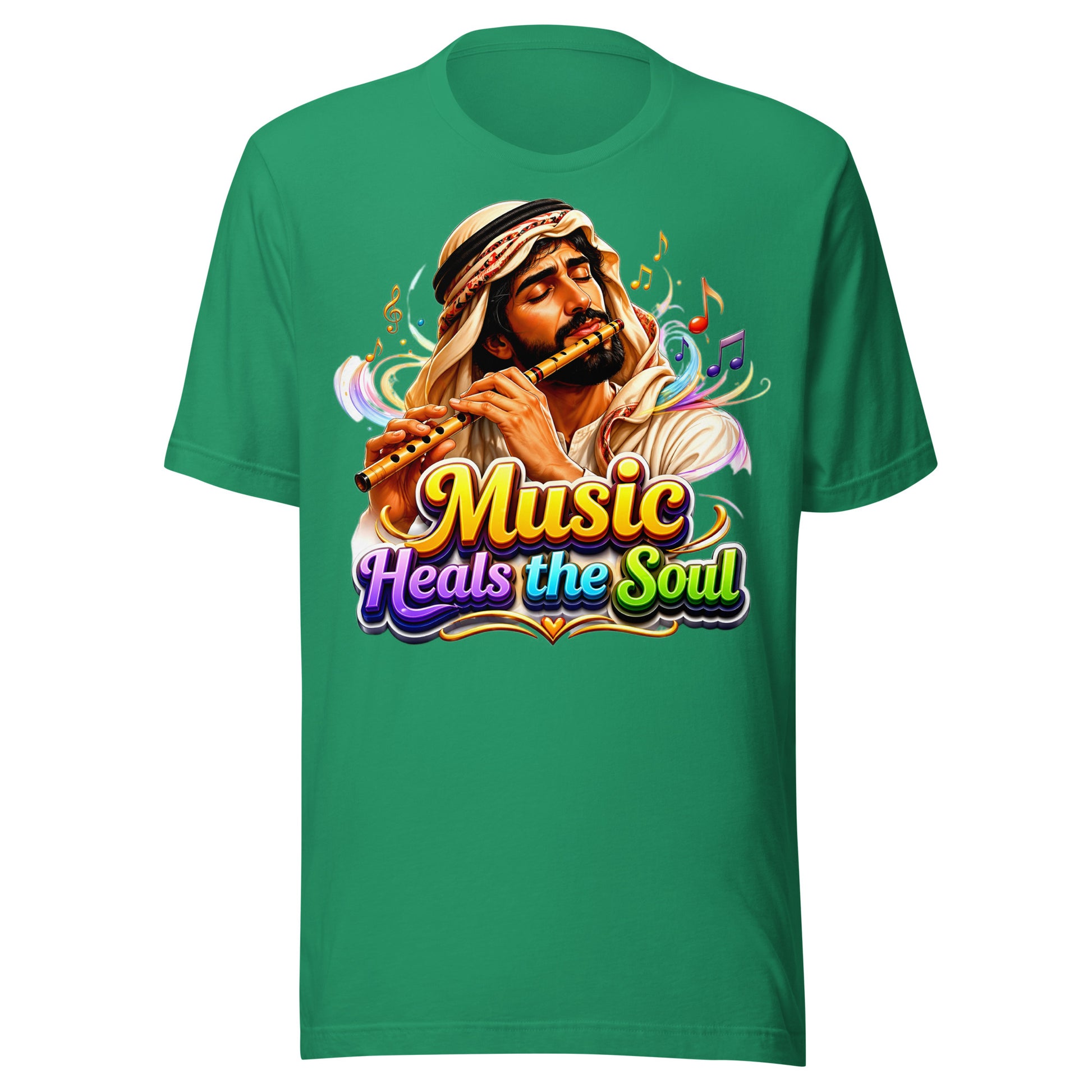Unisex t-shirt - Music Heals The Soul - Mystic Arabic Flute Player by printfluence.net