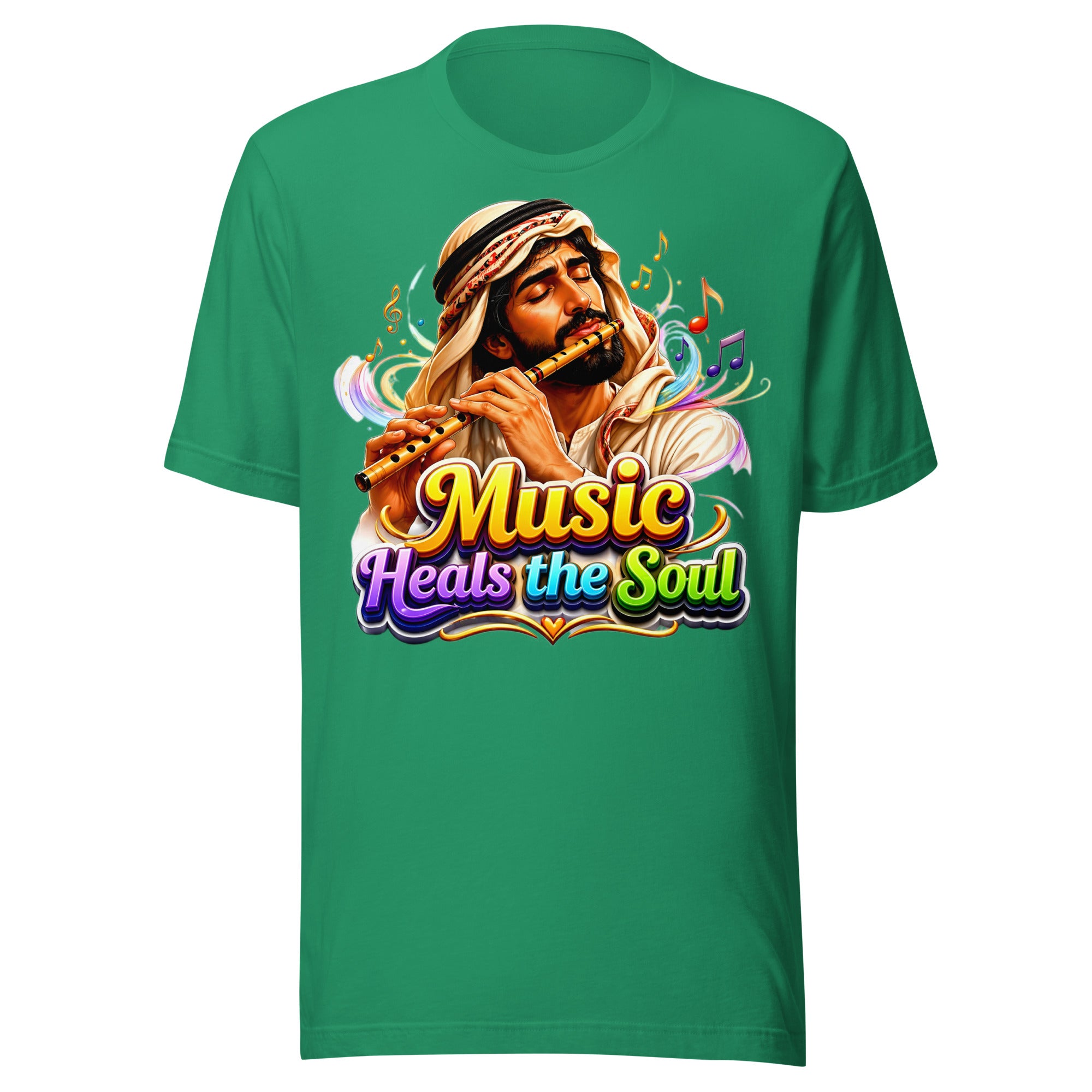 Unisex t-shirt - Music Heals The Soul - Mystic Arabic Flute Player by printfluence.net
