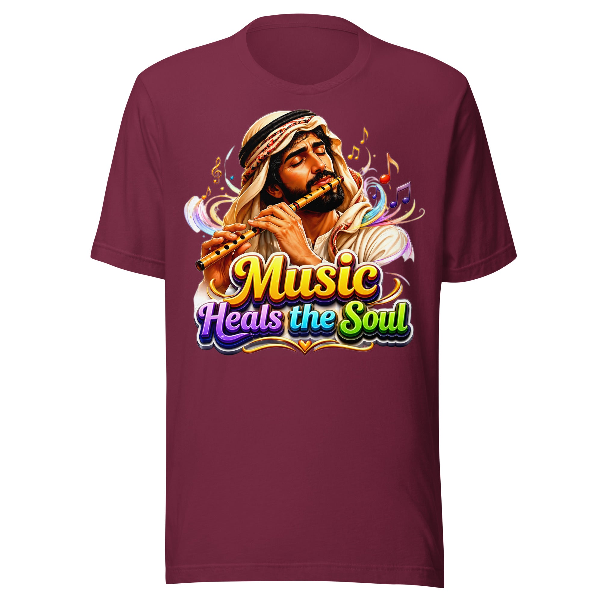 Unisex t-shirt - Music Heals The Soul - Mystic Arabic Flute Player by printfluence.net