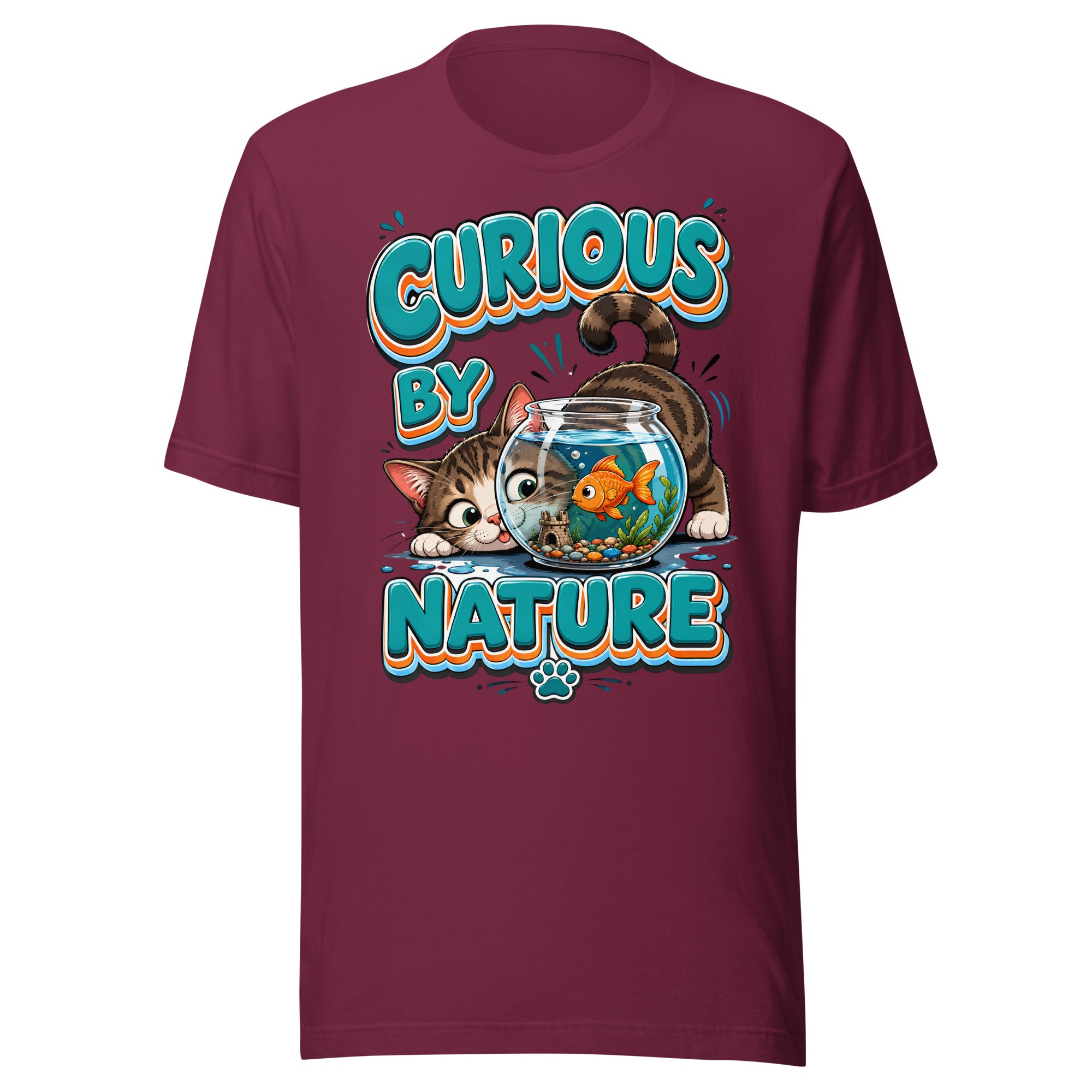 Unisex t-shirt - Elite Curious By Nature Cat - Premium Luxury Retro Goldfish Design by printfluence.net