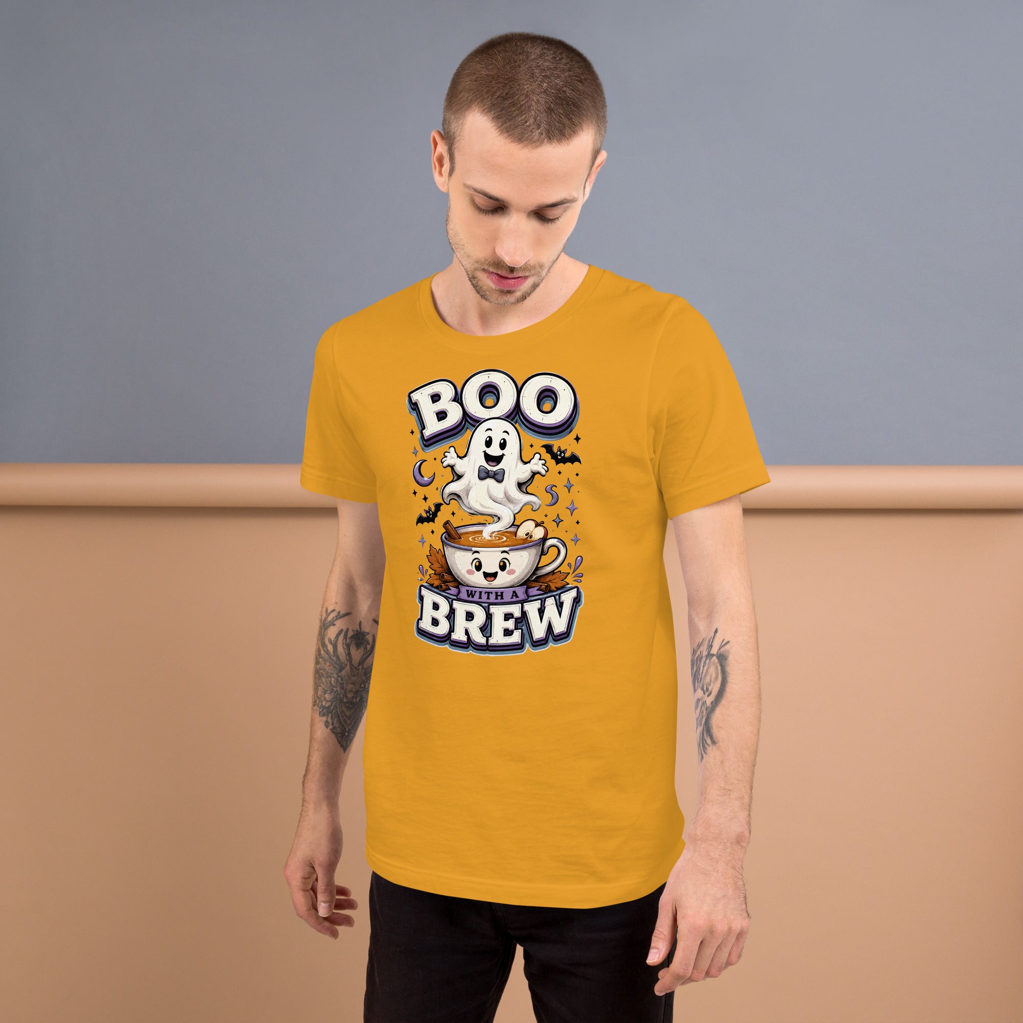 Boo With A Brew Cozy Horror Mystery Unisex T-Shirt by printfluence.net