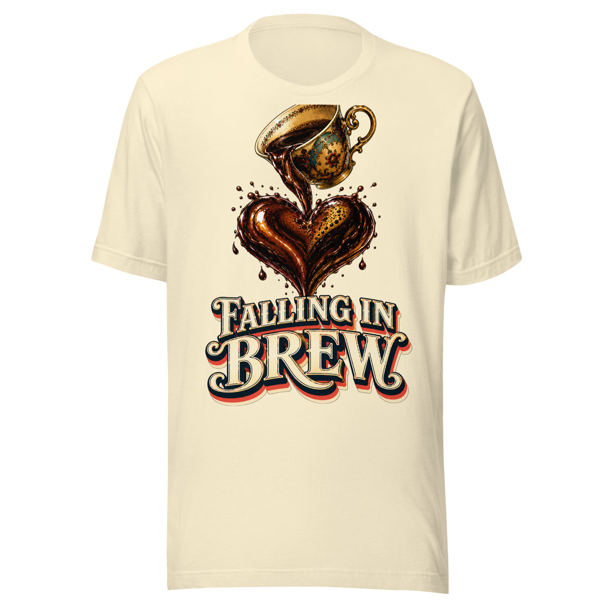 Coffee Lovers Unisex T-Shirt Falling in Brew – Romantic Coffee Heart Graphic Tee by printfluence.net
