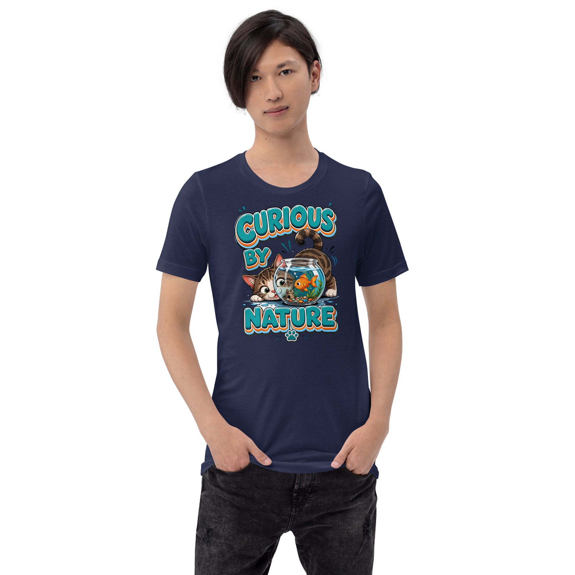 Unisex t-shirt - Elite Curious By Nature Cat - Premium Luxury Retro Goldfish Design by printfluence.net