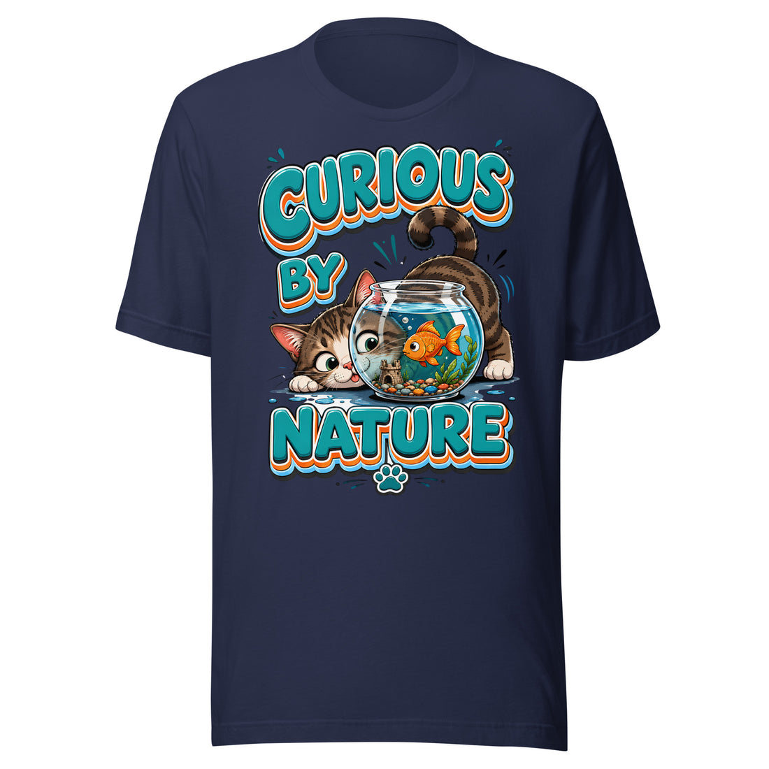 Unisex t-shirt - Elite Curious By Nature Cat - Premium Luxury Retro Goldfish Design by printfluence.net