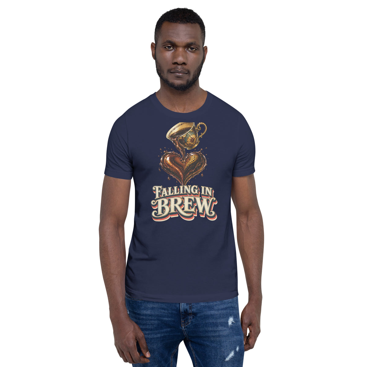 Coffee Lovers Unisex T-Shirt Falling in Brew – Romantic Coffee Heart Graphic Tee by printfluence.net