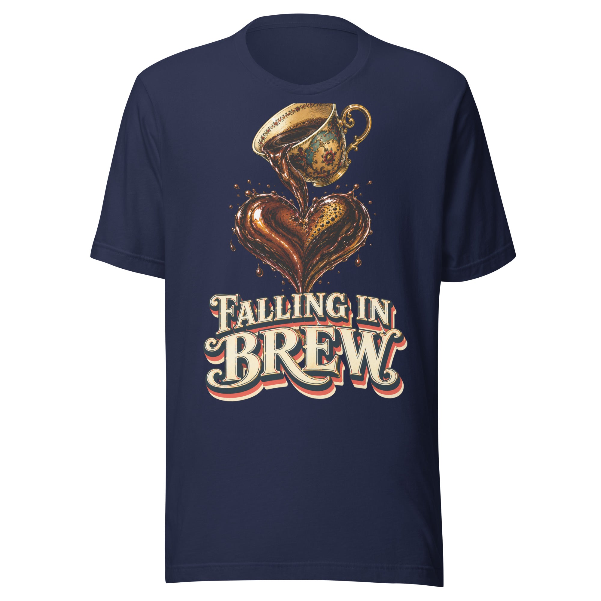 Coffee Lovers Unisex T-Shirt Falling in Brew – Romantic Coffee Heart Graphic Tee by printfluence.net