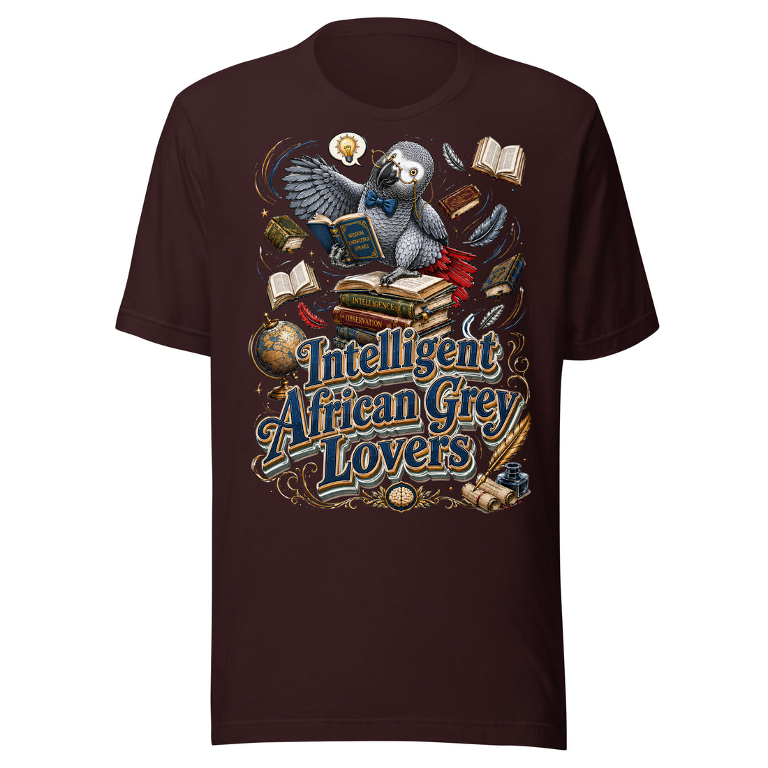 Intelligent African Grey Lovers T-Shirt – Scholar Parrot Design by printfluence.net
